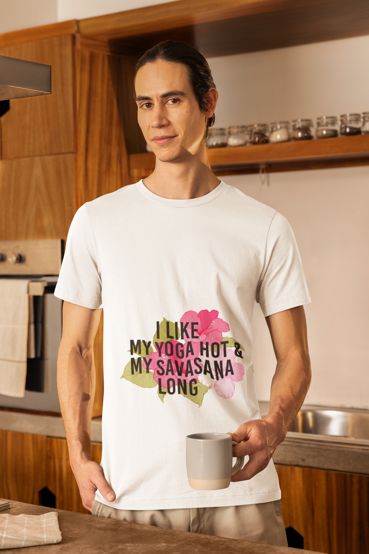 "I Like My Yoga Hot & My Savasana Long" Yoga T-Shirt - Floral Yoga Shirt I Yoga Shirt I Funny Yoga Shirt I Meditation Gift