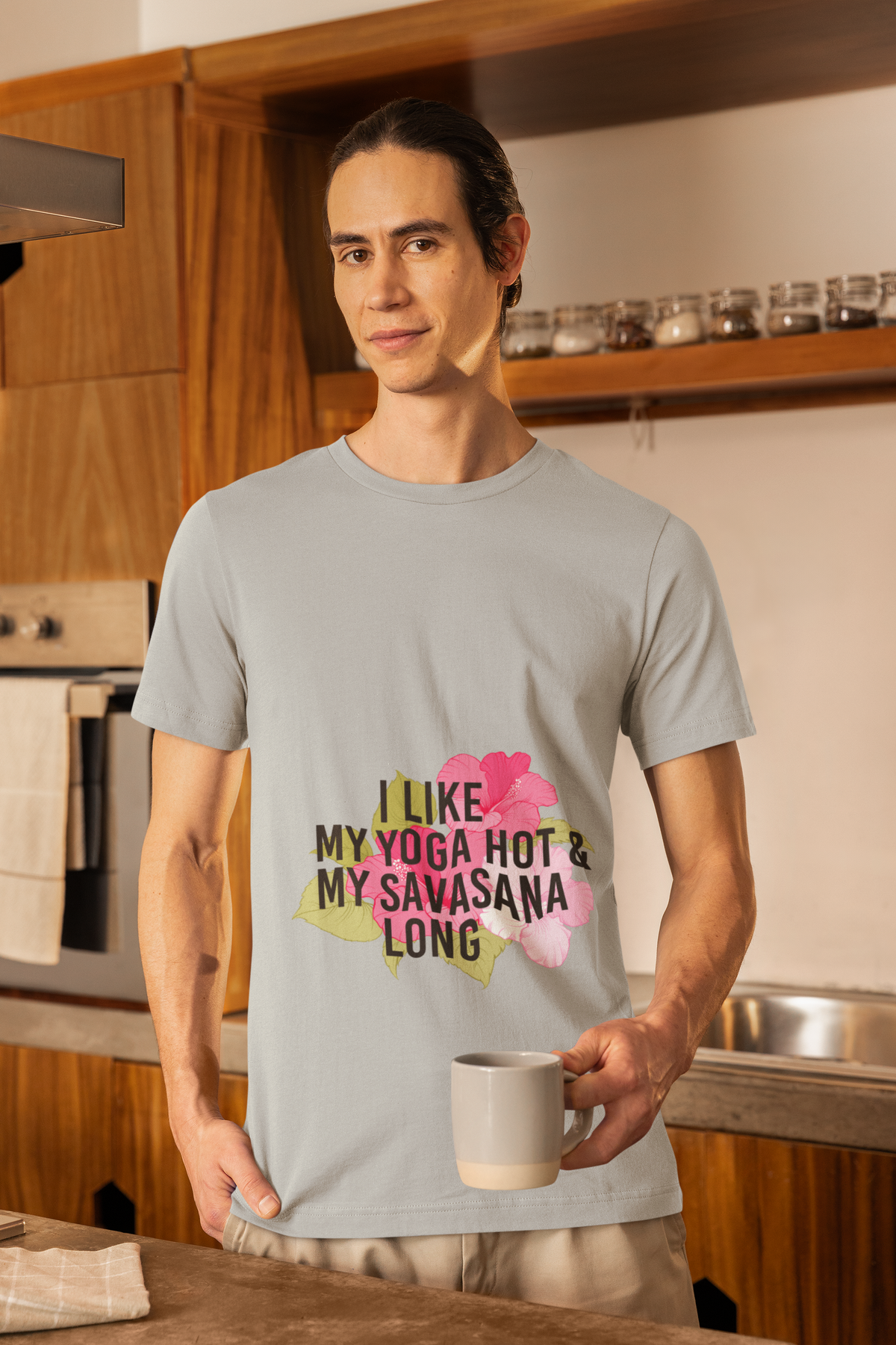 "I Like My Yoga Hot & My Savasana Long" Yoga T-Shirt - Floral Yoga Shirt I Yoga Shirt I Funny Yoga Shirt I Meditation Gift