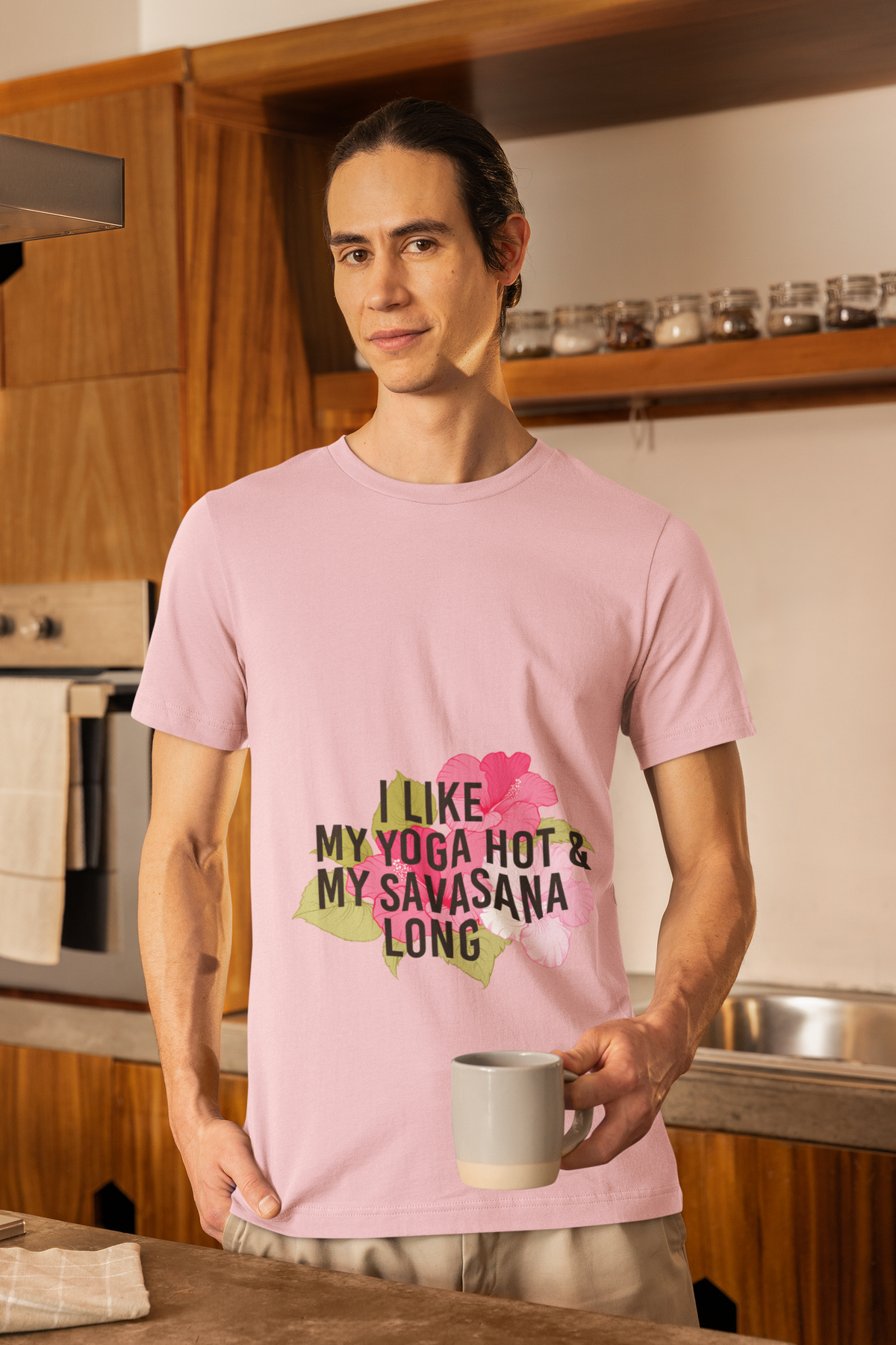 "I Like My Yoga Hot & My Savasana Long" Yoga T-Shirt - Floral Yoga Shirt I Yoga Shirt I Funny Yoga Shirt I Meditation Gift