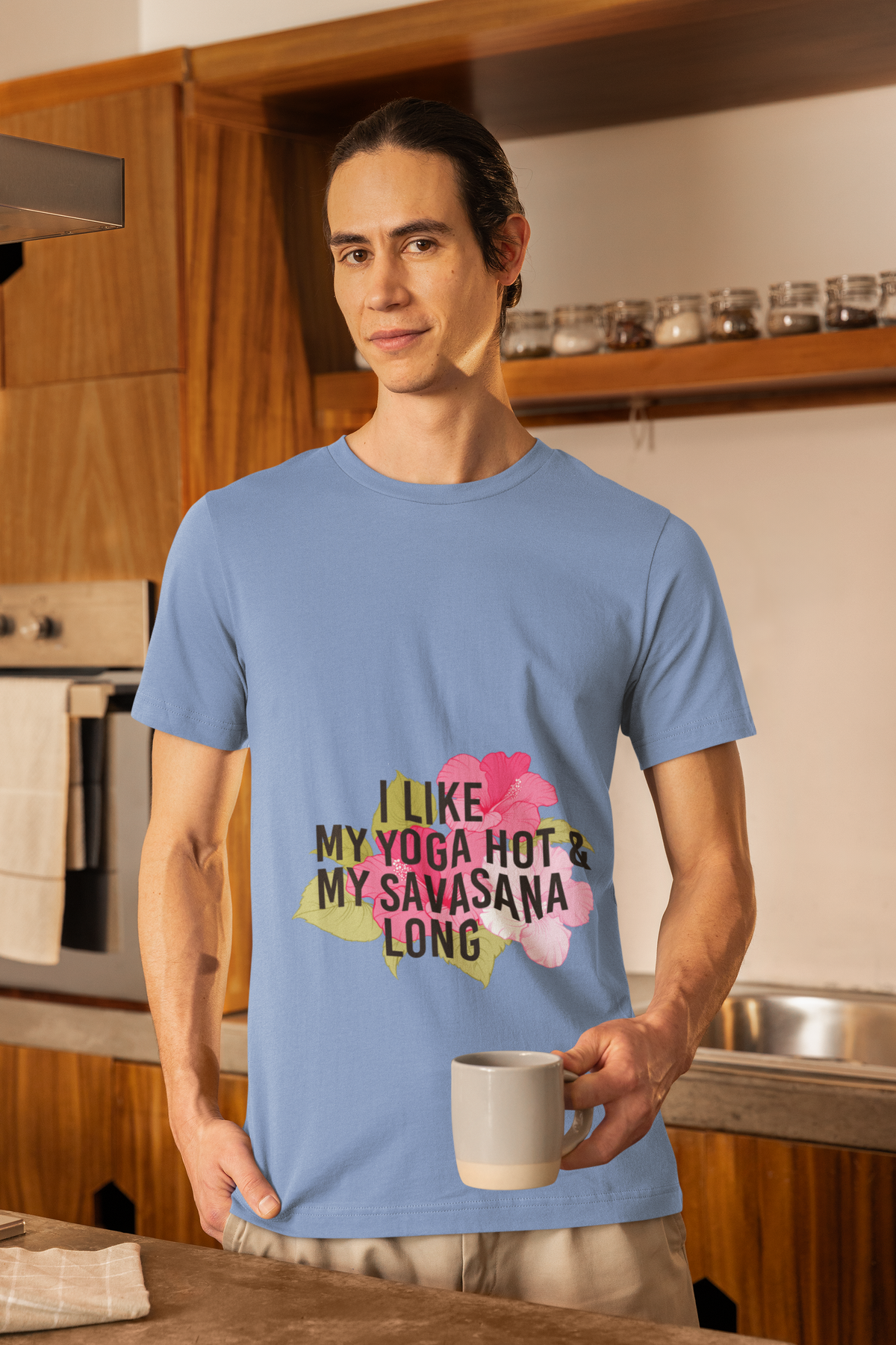"I Like My Yoga Hot & My Savasana Long" Yoga T-Shirt - Floral Yoga Shirt I Yoga Shirt I Funny Yoga Shirt I Meditation Gift