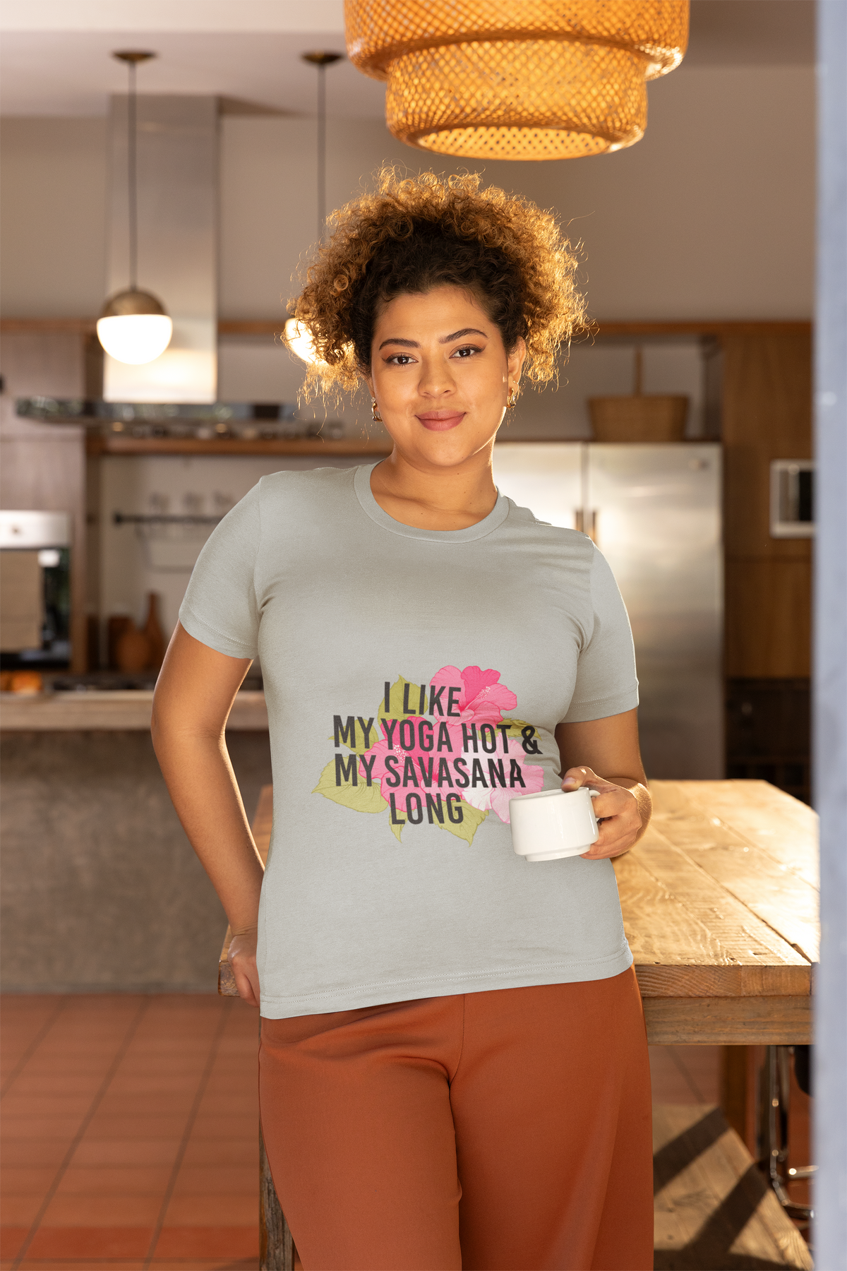 "I Like My Yoga Hot & My Savasana Long" Yoga T-Shirt - Floral Yoga Shirt I Yoga Shirt I Funny Yoga Shirt I Meditation Gift