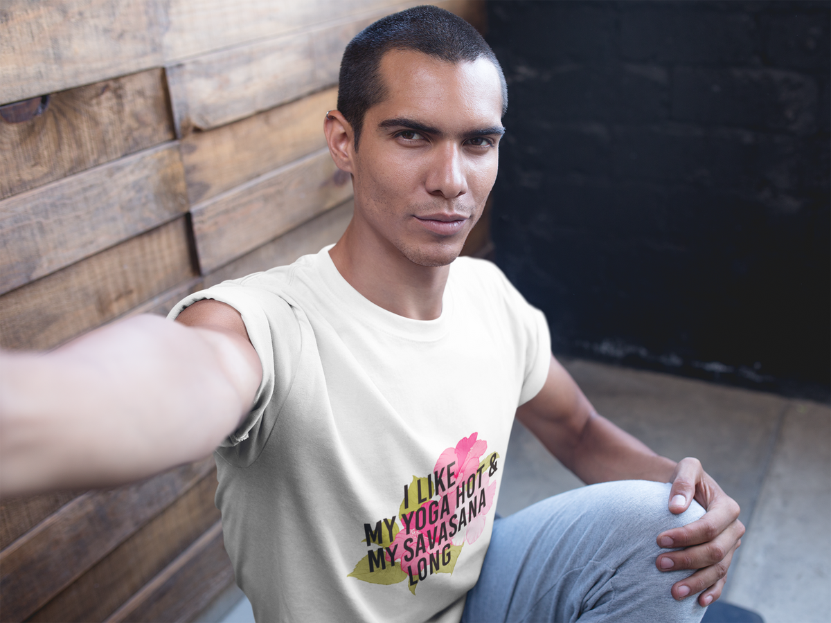"I Like My Yoga Hot & My Savasana Long" Yoga T-Shirt - Floral Yoga Shirt I Yoga Shirt I Funny Yoga Shirt I Meditation Gift
