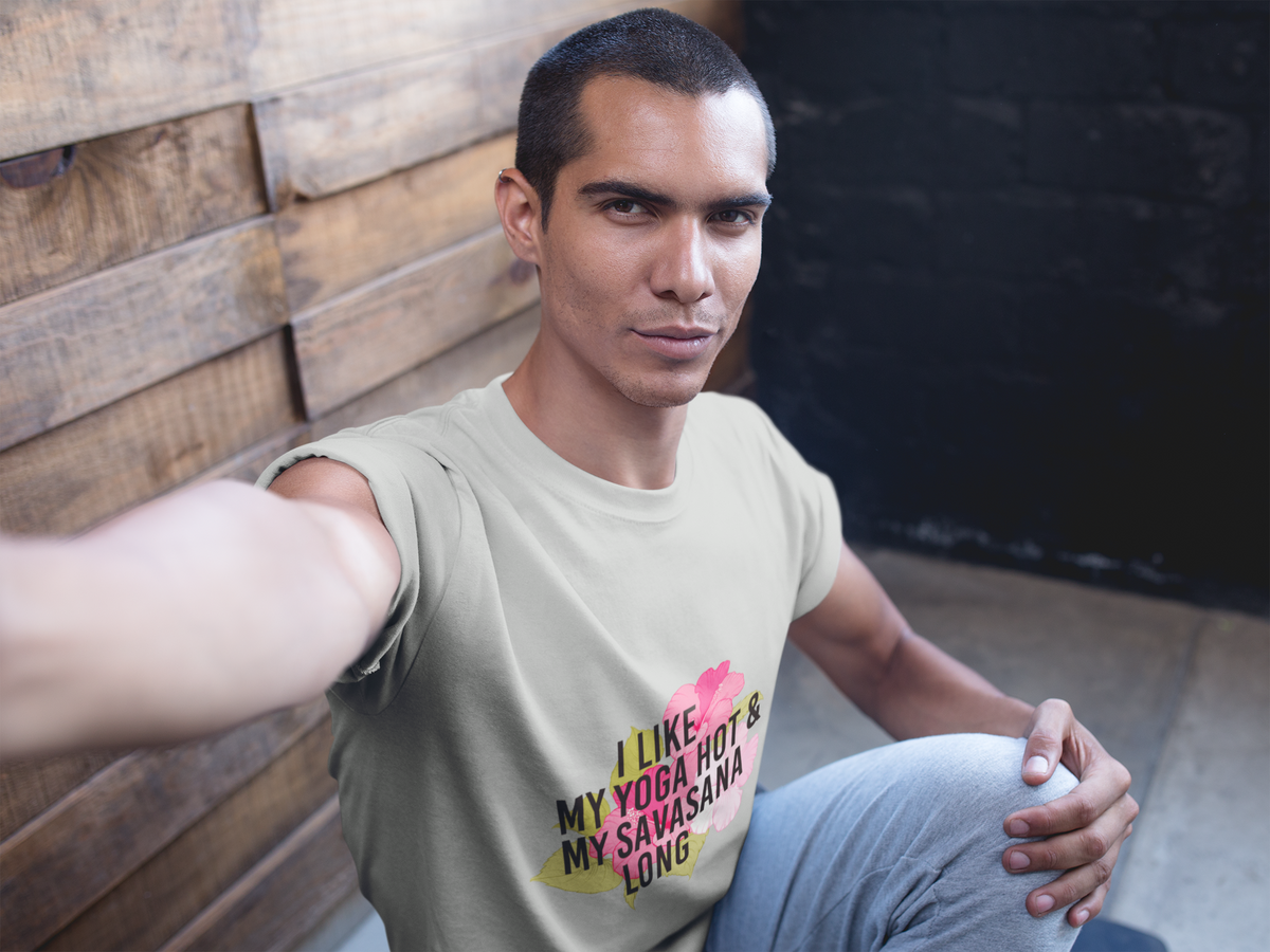 "I Like My Yoga Hot & My Savasana Long" Yoga T-Shirt - Floral Yoga Shirt I Yoga Shirt I Funny Yoga Shirt I Meditation Gift