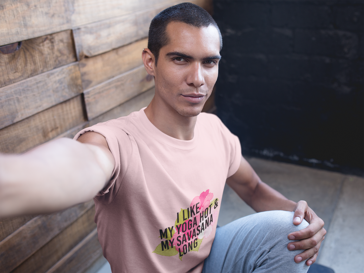 "I Like My Yoga Hot & My Savasana Long" Yoga T-Shirt - Floral Yoga Shirt I Yoga Shirt I Funny Yoga Shirt I Meditation Gift