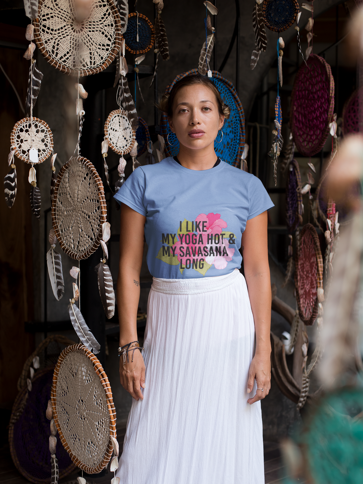 "I Like My Yoga Hot & My Savasana Long" Yoga T-Shirt - Floral Yoga Shirt I Yoga Shirt I Funny Yoga Shirt I Meditation Gift