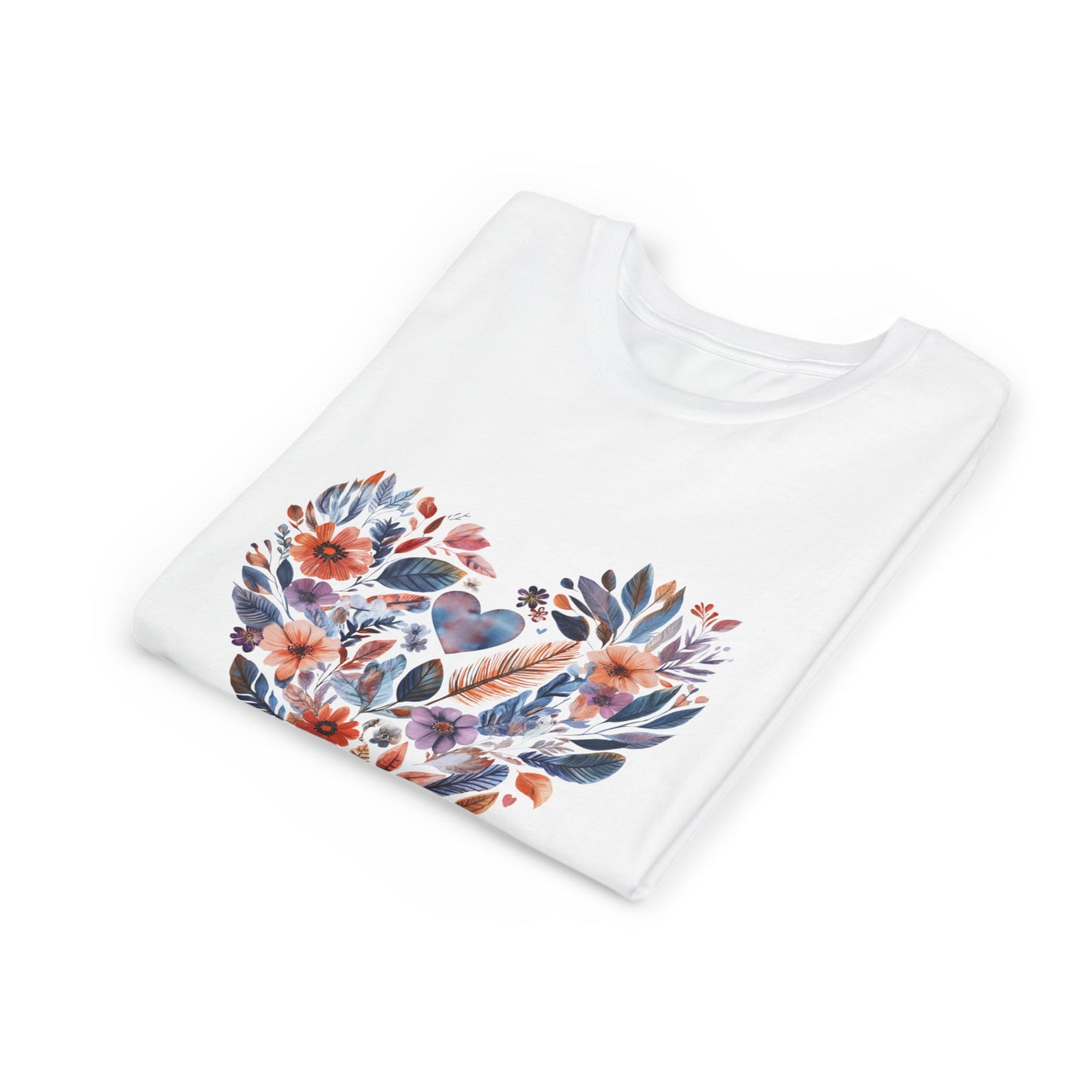 Floral Heart Kids Yoga T-Shirt - Watercolor Girls, Boys Shirt For Yoga I Meditation Tee For Kids I Heart Mandala Tee