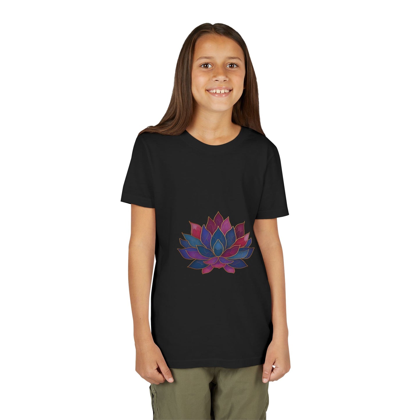Youth Lotus Flower Yoga Tee | Bohemian Style Shirt for Kids I Summer Fashion for Young Yogis I Gift for Nature Lovers I Relaxed Fit T-Shirt