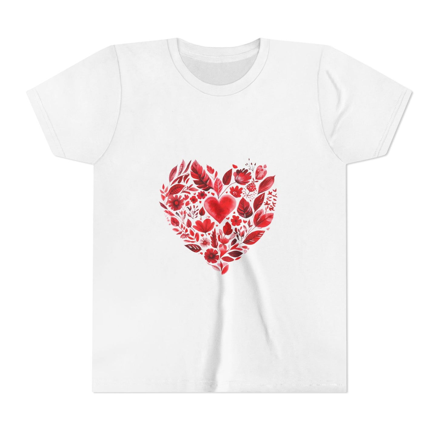 Heart Blossom Youth Tee - Cute Gift for Kids I Summer & Yoga T-Shirt I Floral Design I Birthday Outfit I Valentine's Day Wear