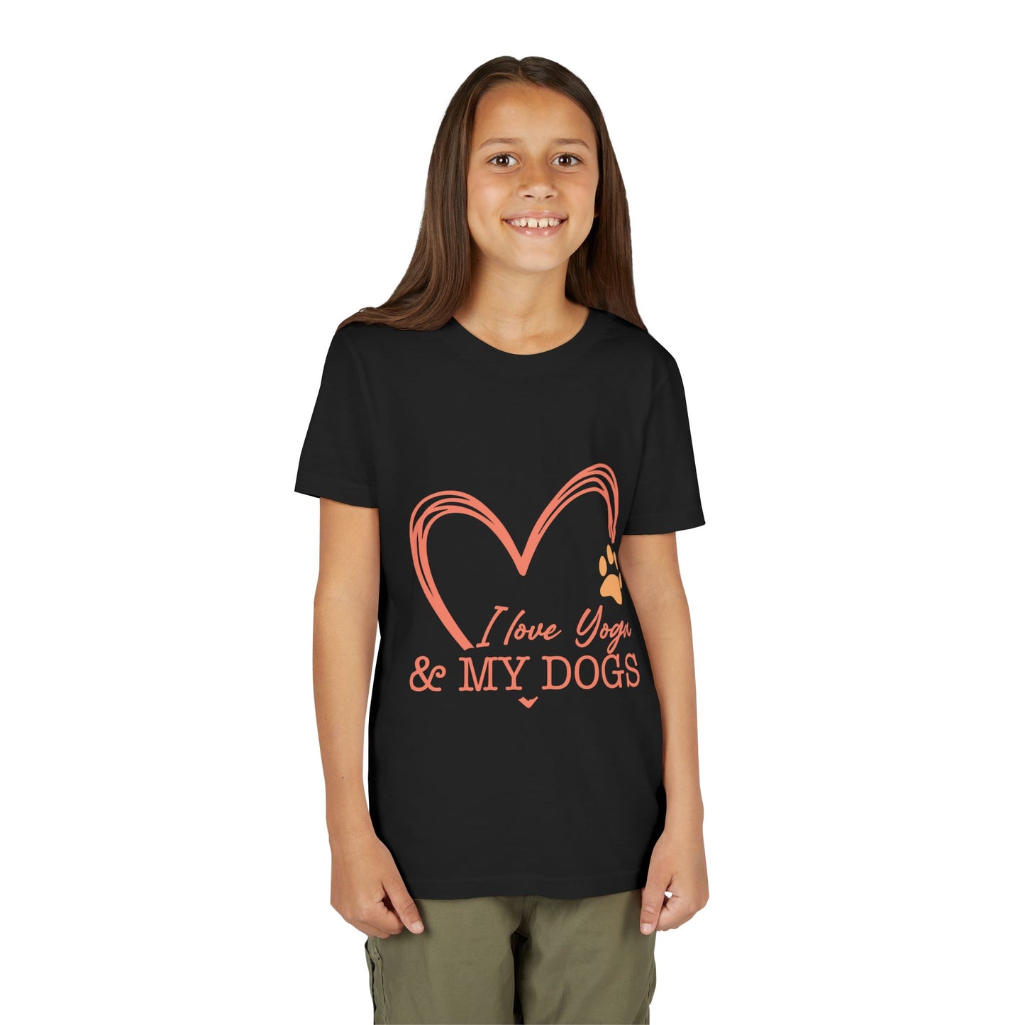 Kids Yoga T-Shirt — "I Love Yoga & My Dogs" Heart Paw Shirt I Girls Yoga Shirt I Boys Yoga Shirt I Cute Yoga Tee I Meditation Gift For Kids