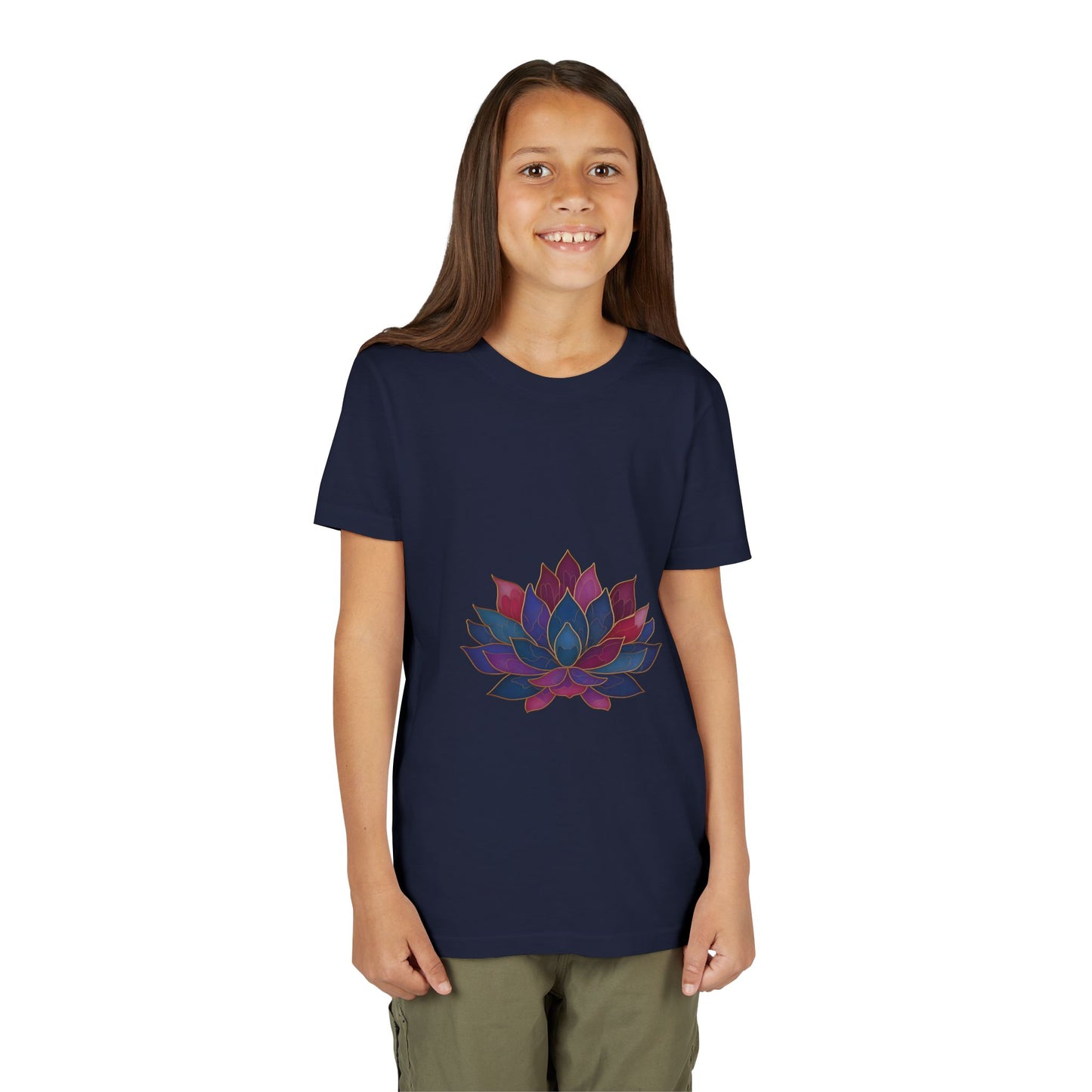 Youth Lotus Flower Yoga Tee | Bohemian Style Shirt for Kids I Summer Fashion for Young Yogis I Gift for Nature Lovers I Relaxed Fit T-Shirt