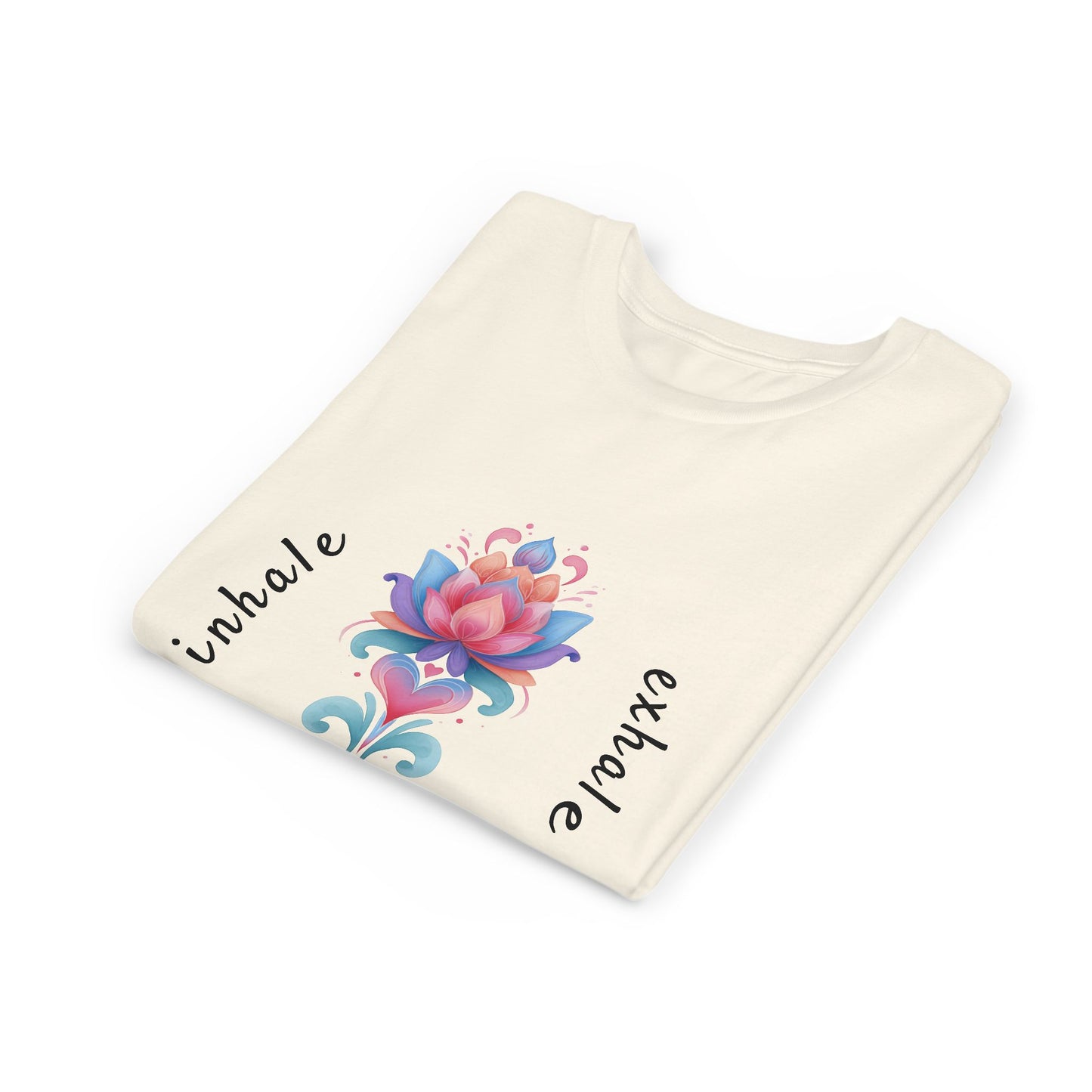 Lotus Flower Inhale Exhale Unisex Youth Yoga Tee | Yoga Inspirational T-Shirt for Kids I Youth Yoga Mindfulness  Apparel