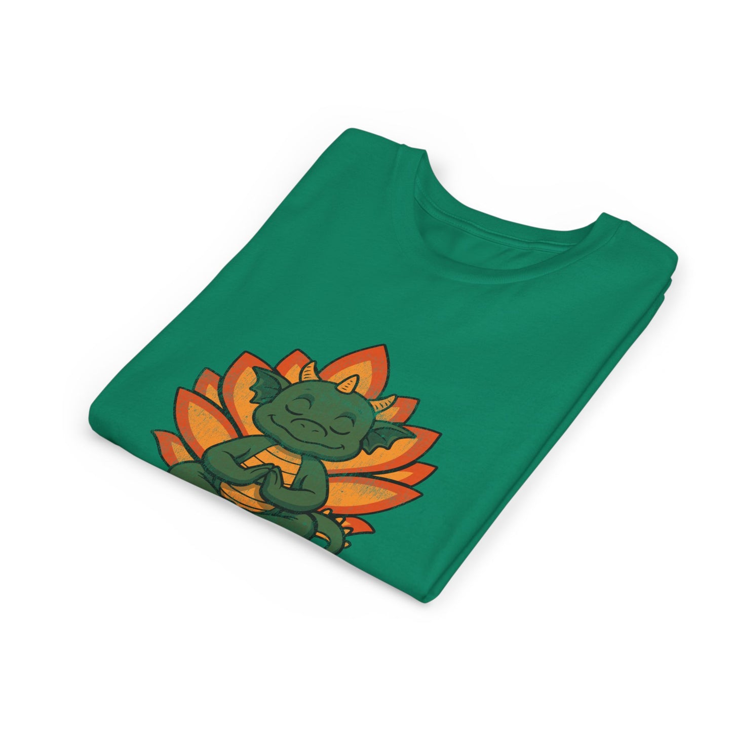 Inner Peace Outer Dragon Kids Yoga T-Shirt - Cute Meditating Dragon Kids Shirt I Girls, Boys Retro Yoga Tee