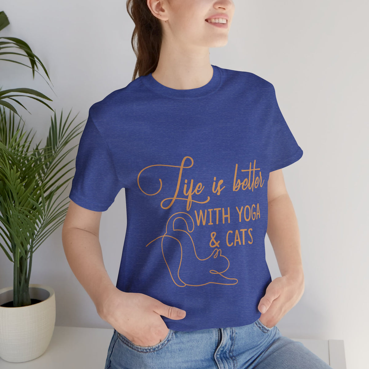 Yoga & Cats T-Shirt - "Life Is Better With Yoga & Cats" Relaxed T-Shirt I Meditation Gift I Cute Yoga Shirt