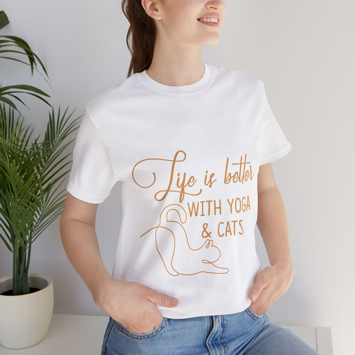 Yoga & Cats T-Shirt - "Life Is Better With Yoga & Cats" Relaxed T-Shirt I Meditation Gift I Cute Yoga Shirt