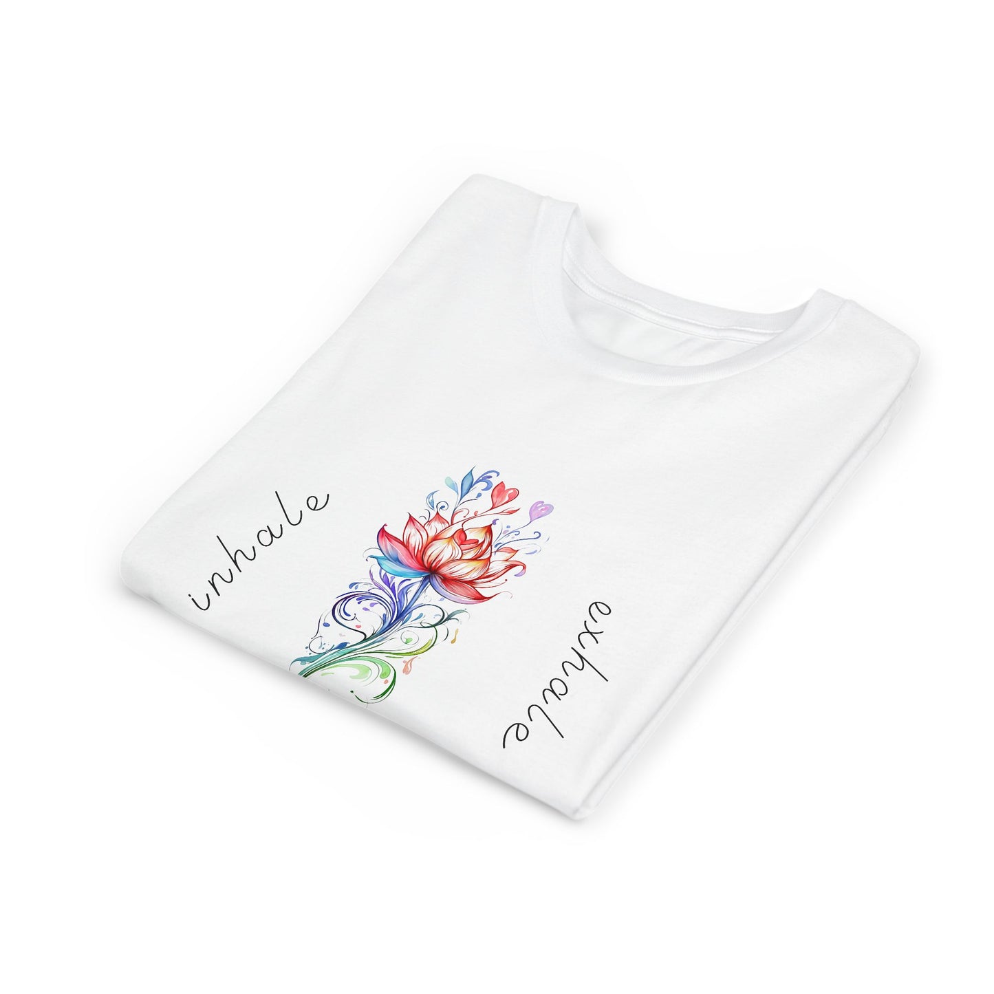 Lotus Flower Inhale Exhale Unisex Youth Yoga Tee | Yoga Inspirational T-Shirt for Kids I Youth Yoga Mindfulness  Apparel