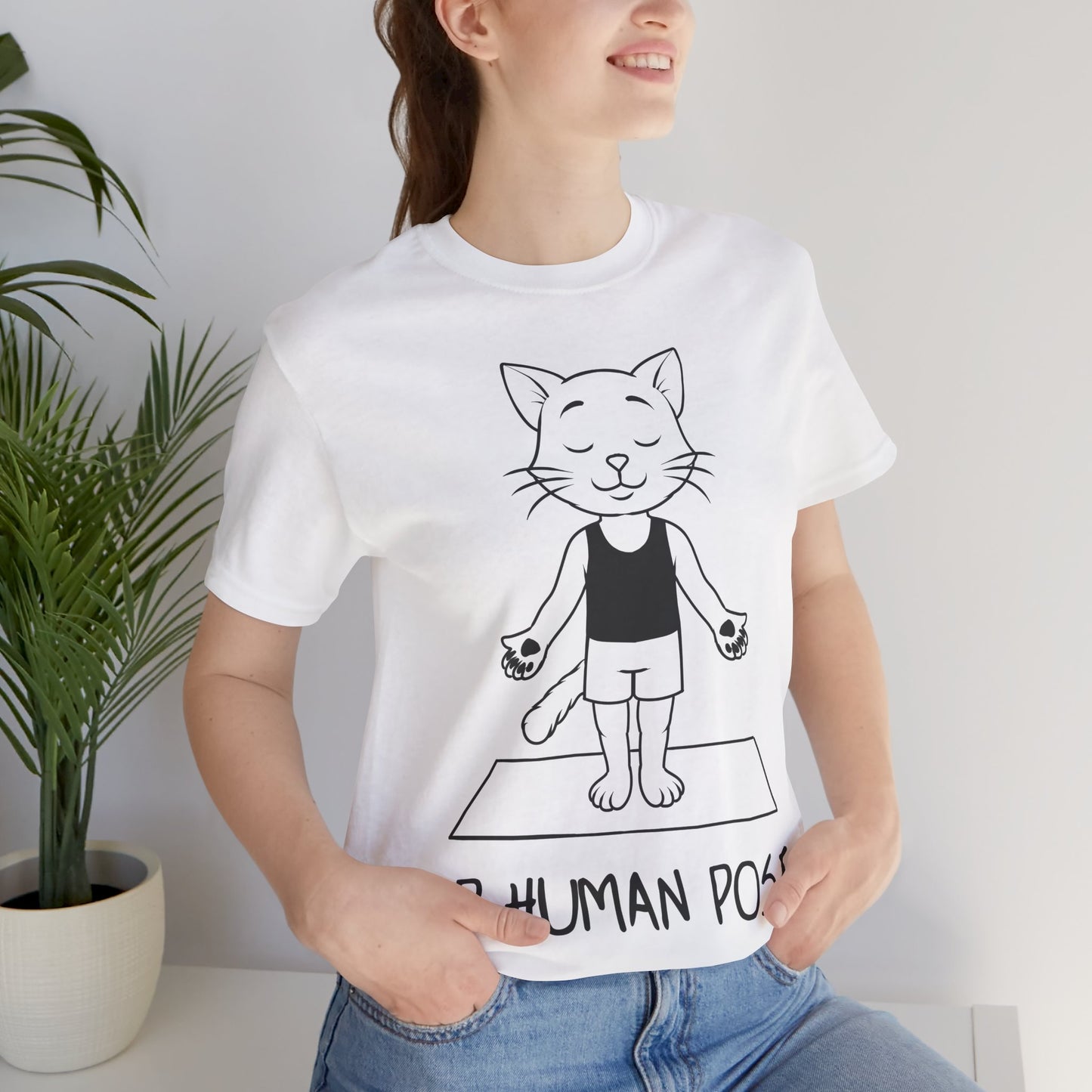 Up Human Pose - Unisex Cat Yoga Tee I Relaxation Gift I Yoga & Pet Lover T-Shirt I Quirky Animal Tee I Fun Gift for Cat Owners I Cute Tee for Zen Vibes
