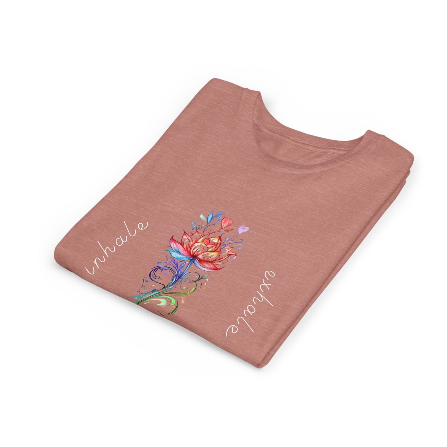 Lotus Flower Inhale Exhale Unisex Youth Yoga Tee | Yoga Inspirational T-Shirt for Kids I Youth Yoga Mindfulness  Apparel