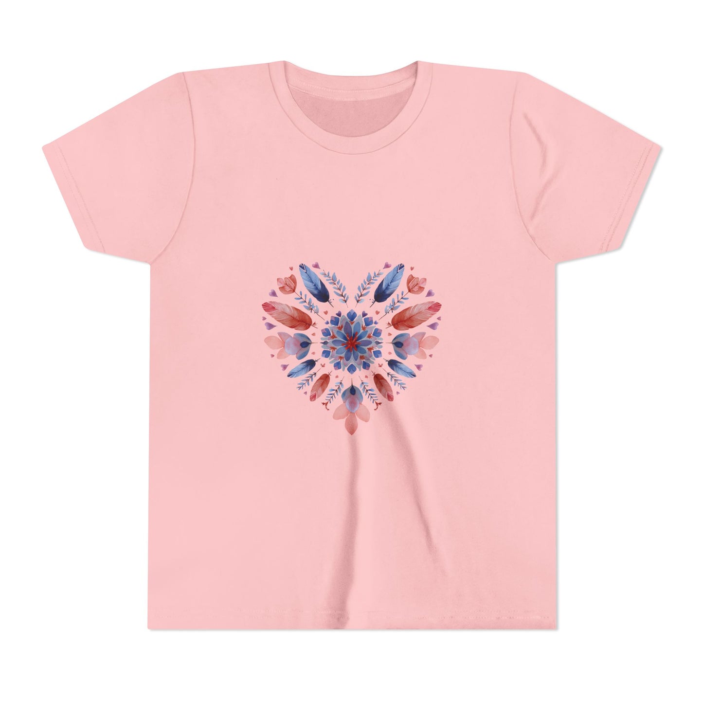 Heart Mandala Youth Tee for Yoga  - Summer T-Shirt I Kids Gift I Valentine's Day Apparel I Cute Graphic Tee I Fun Playwear