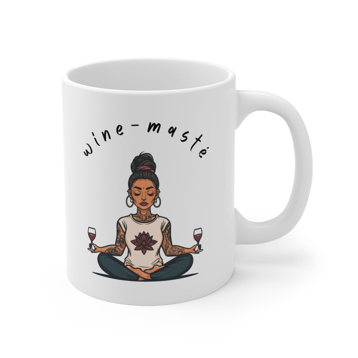 Yoga & Wine Coffee Mug - Meditation Mug I Funny Yoga Mug I Gift For Yogini I Wine Lover's Cup I Wellness Gift
