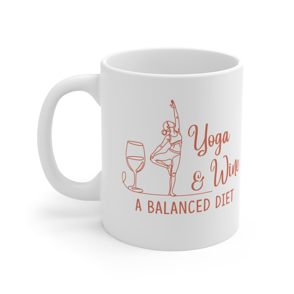 Yoga & Wine Mug — "A Balanced Diet" 11oz Ceramic Coffee Cup I Funny Yoga Mug I Meditation Gift For Yogi