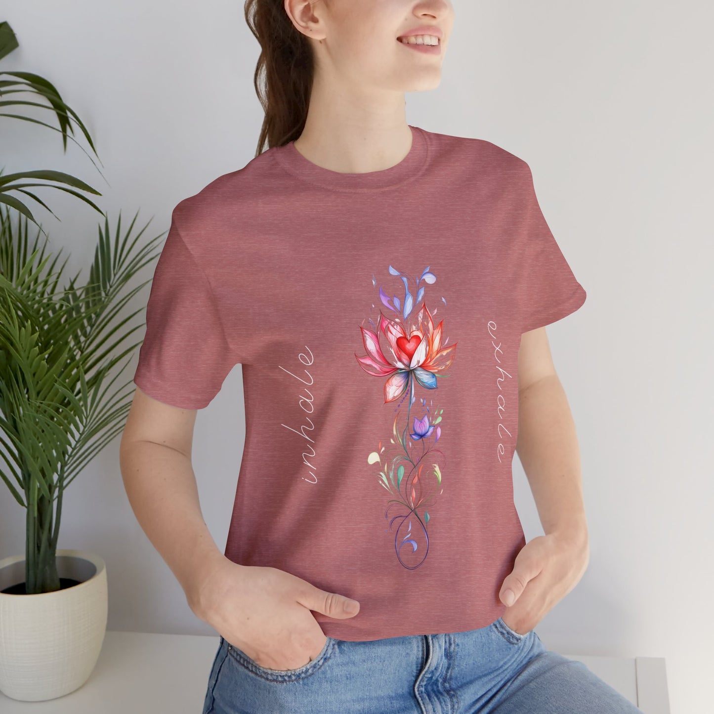 Lotus Flower Inhale Exhale Unisex Yoga Tee | Inspirational T-Shirt I Yoga Mindfulness  Apparel I Self-Care Meditation Clothing