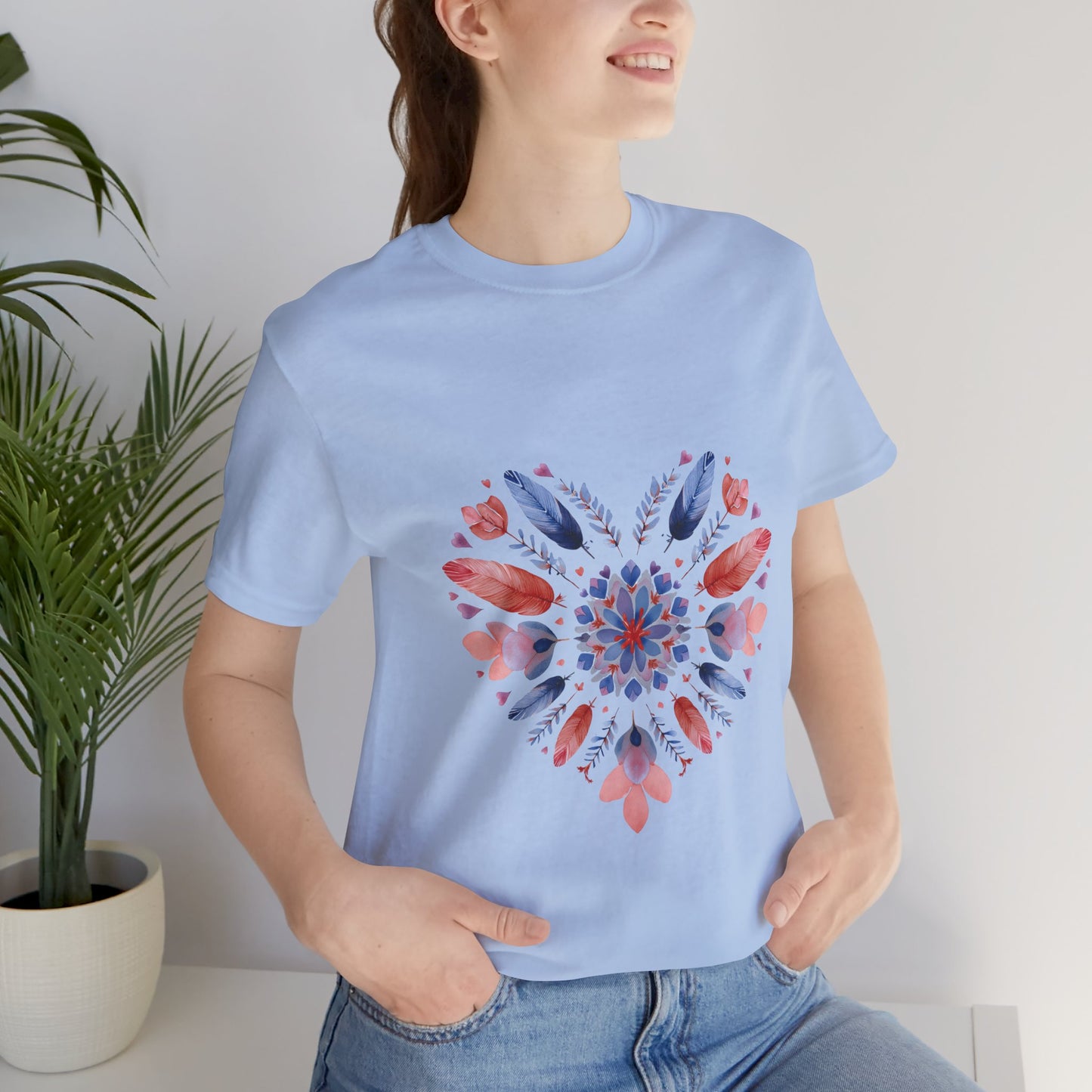 Heart Mandala Unisex Tee I Boho T-Shirt I Love Heart T-Shirt I Gift for Her I Casual Yoga Wear I Self-Care Meditation Apparel