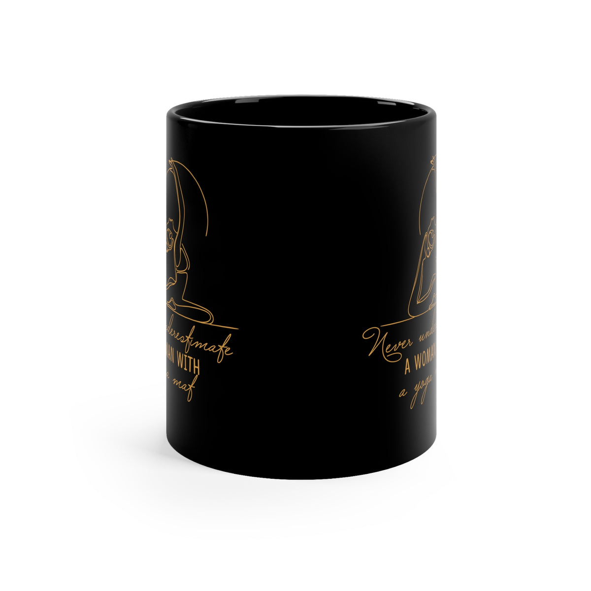 Yoga Woman Black Coffee Mug - "Never Underestimate a Woman with a Yoga Mat" Yoga Coffee Cup I Minimalist Gift For Yogi I Meditation Mug