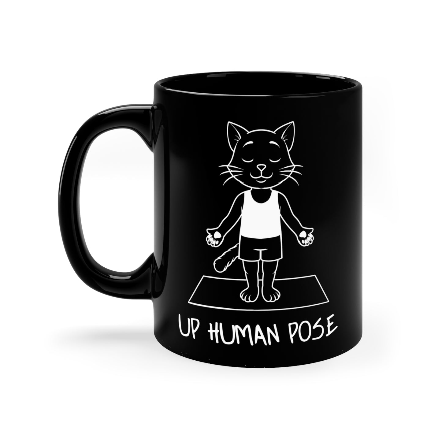 Up Human Pose - Funny Cat Yoga Mug I Unique Coffee Cup for Cat Lovers I Gift for Pet Owners I Cute Yoga Mug I Home Office Decor I Animal Enthusiast Gift