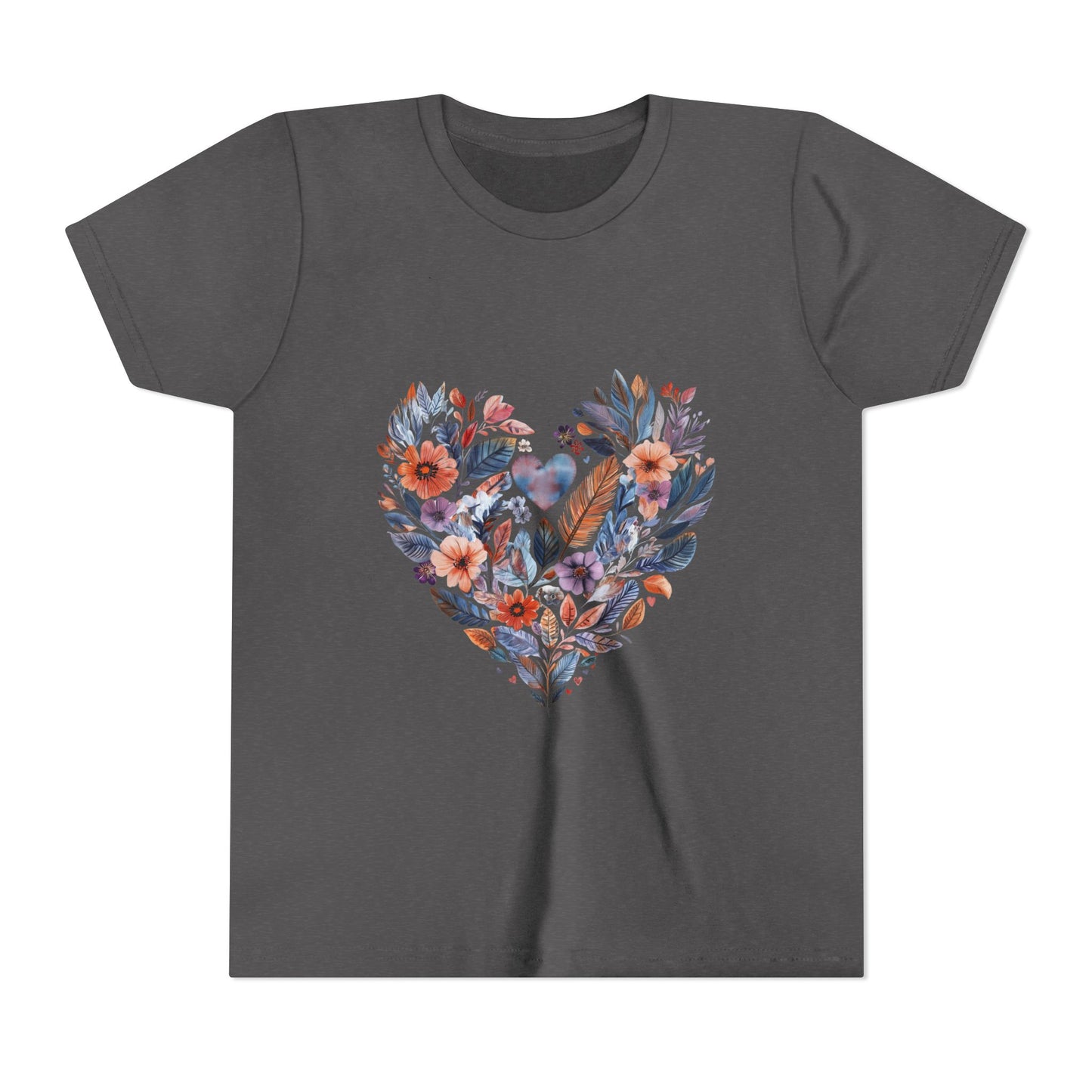 Floral Heart Kids Yoga T-Shirt - Watercolor Girls, Boys Shirt For Yoga I Meditation Tee For Kids I Heart Mandala Tee