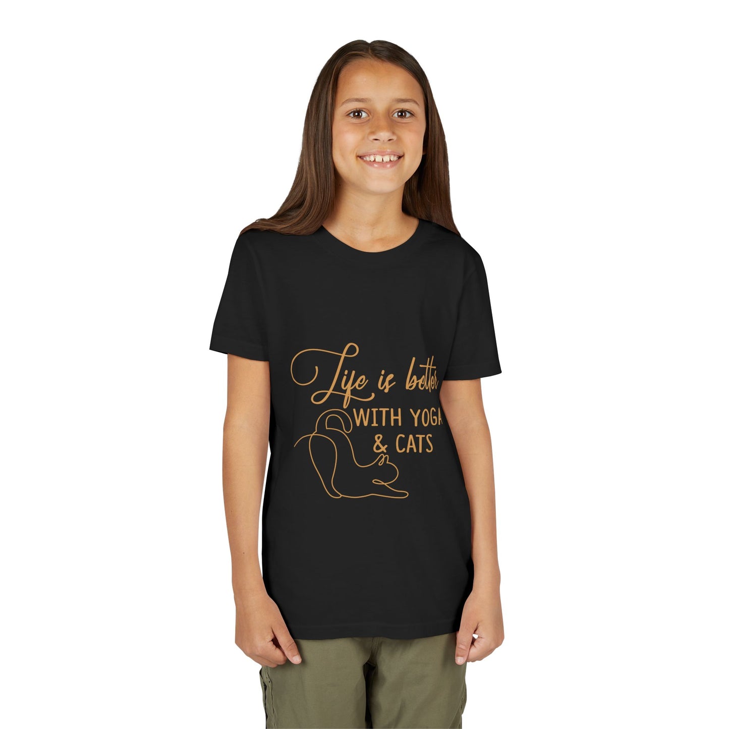 Kids Yoga T-Shirt — "Life Is Better With Yoga & Cats" I Kids Yoga & Cat Lover Shirt I Meditation Gift For Kids