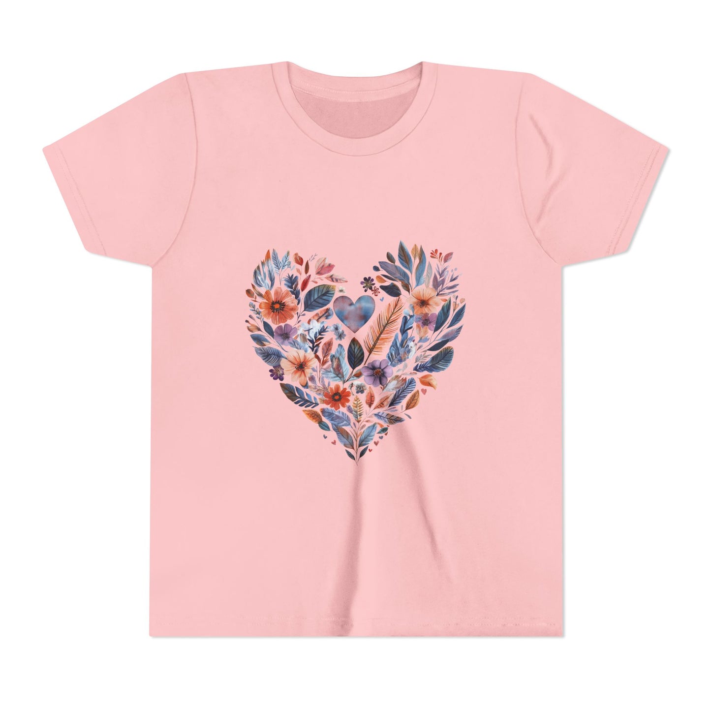 Floral Heart Kids Yoga T-Shirt - Watercolor Girls, Boys Shirt For Yoga I Meditation Tee For Kids I Heart Mandala Tee