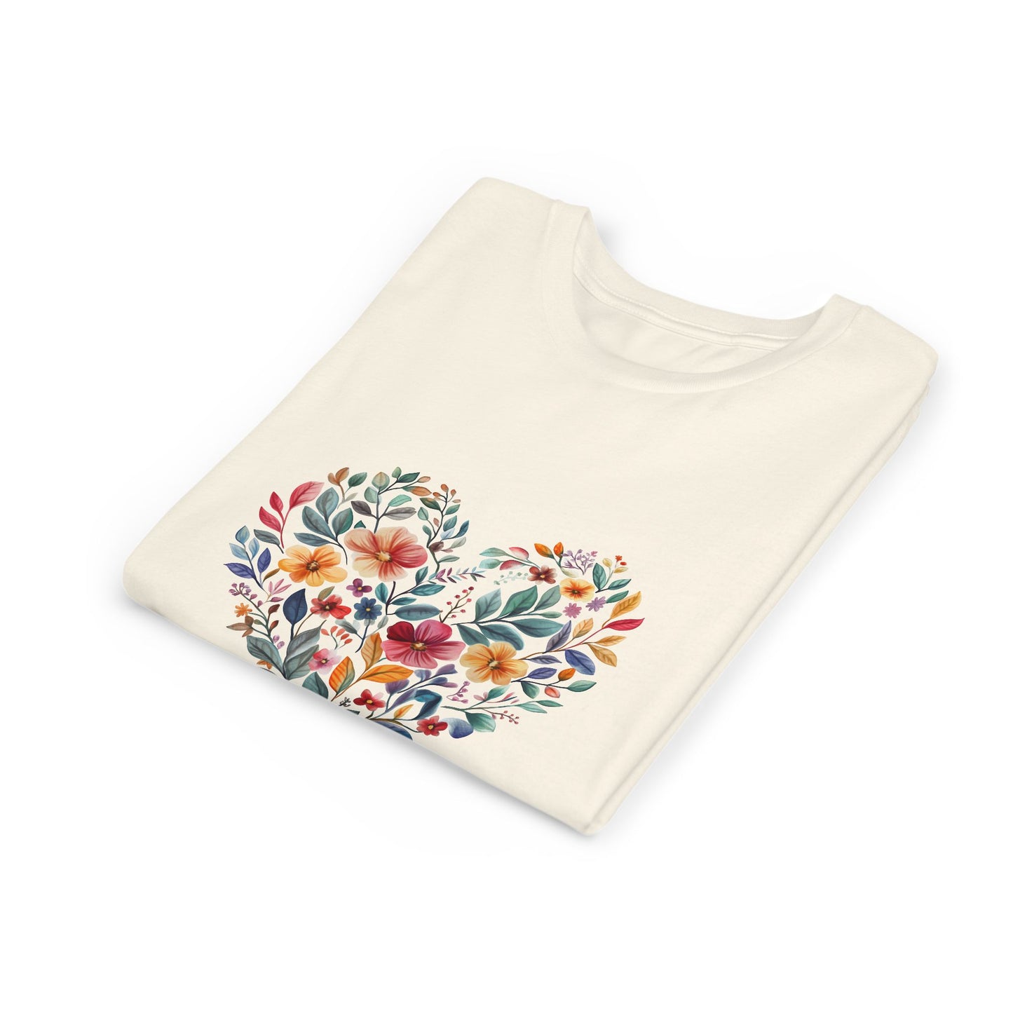 Floral Heart Youth Yoga Tee - Cute Kids T-Shirt I Spring Outfit for Young Yogis I Birthday Gift I Flower Design Top I Children's Fashion