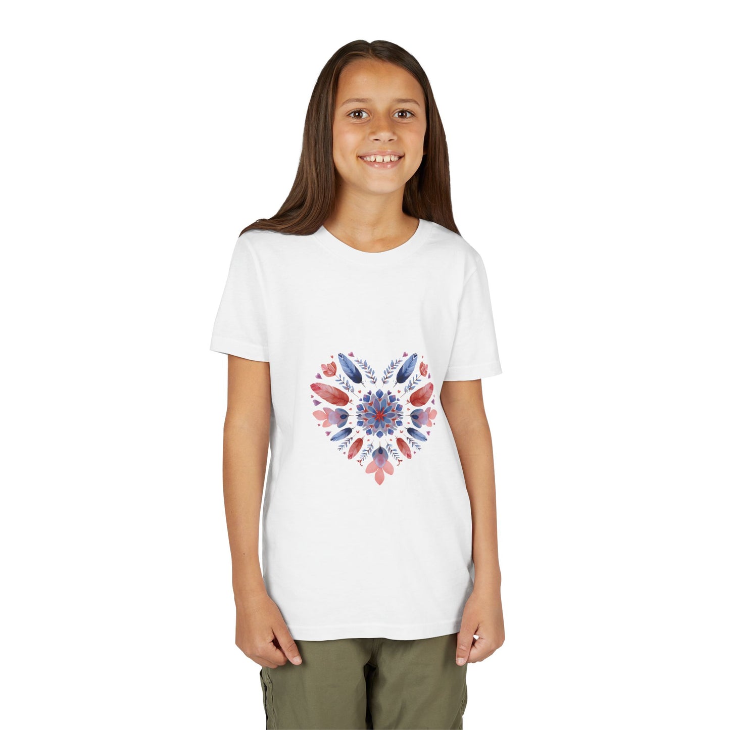 Heart Mandala Youth Tee for Yoga  - Summer T-Shirt I Kids Gift I Valentine's Day Apparel I Cute Graphic Tee I Fun Playwear