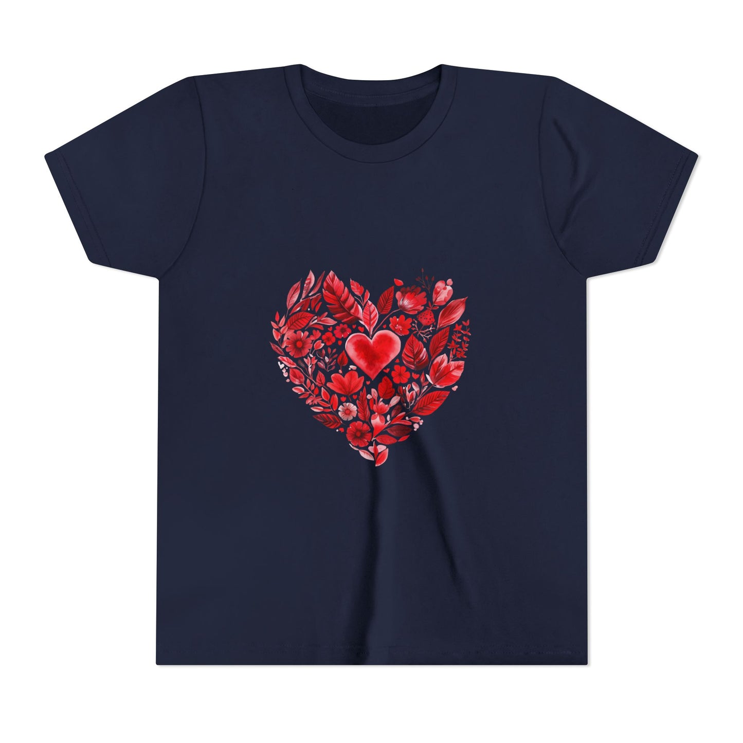 Heart Blossom Youth Tee - Cute Gift for Kids I Summer & Yoga T-Shirt I Floral Design I Birthday Outfit I Valentine's Day Wear