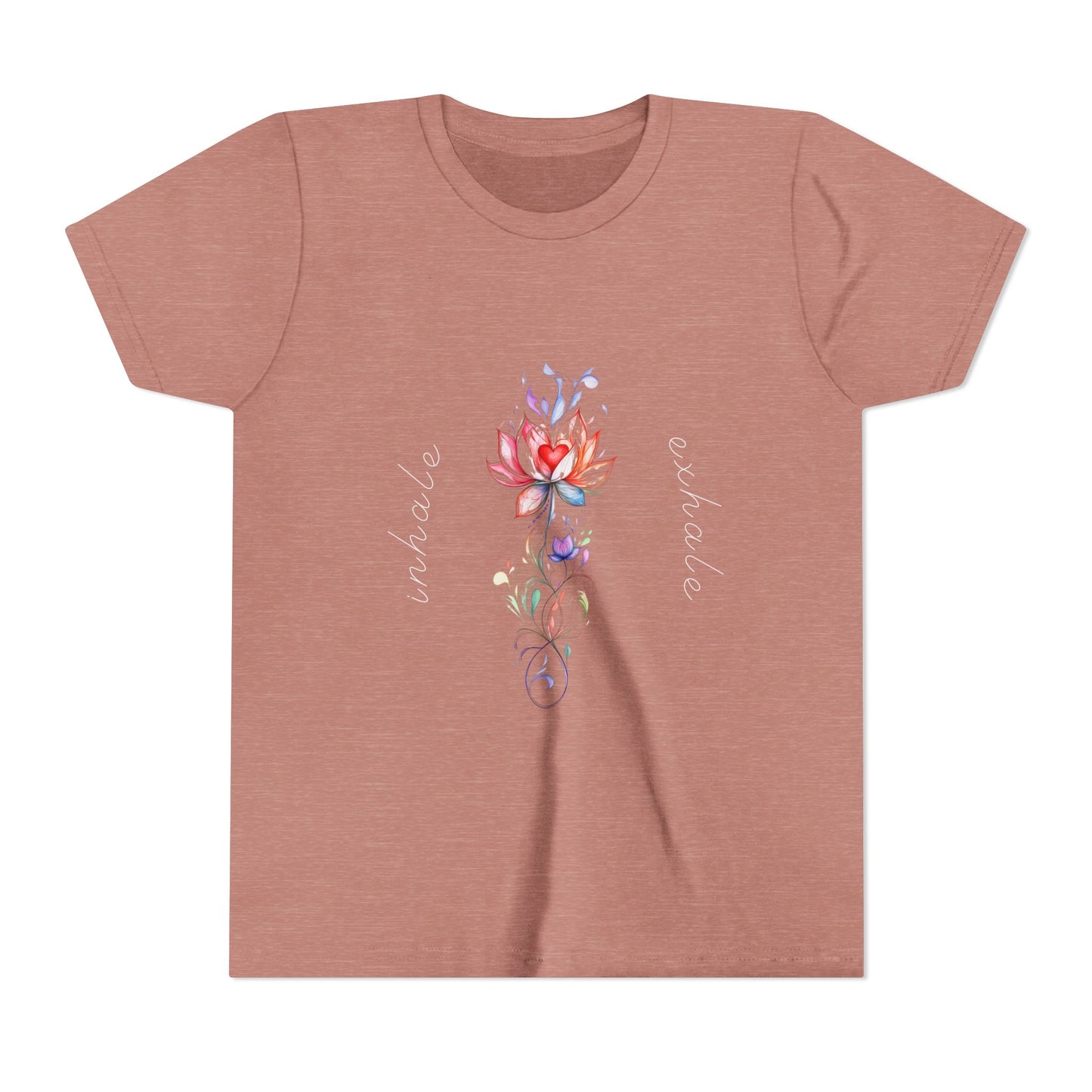 Lotus Flower Inhale Exhale Unisex Youth Yoga Tee | Yoga Inspirational T-Shirt for Kids I Youth Yoga Mindfulness  Apparel