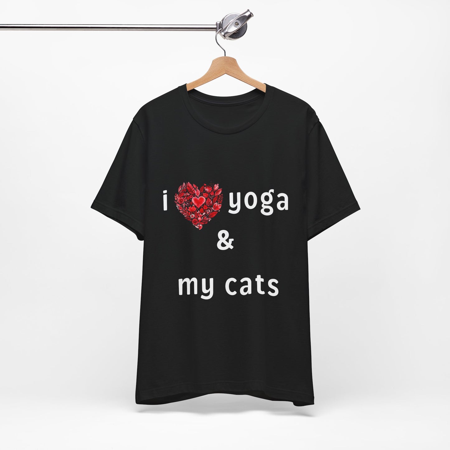 I Love Yoga & My Cats Tee | Cat & Yoga Lovers T-Shirt I Yoga Unisex Tee Gift for Cat Moms & Yogis I Self-Care Meditation Apparel