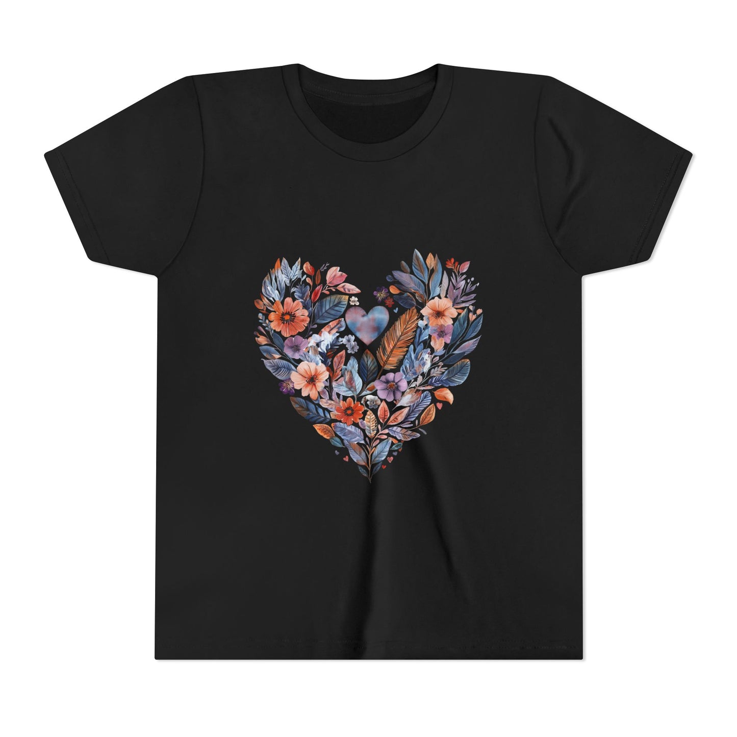 Floral Heart Kids Yoga T-Shirt - Watercolor Girls, Boys Shirt For Yoga I Meditation Tee For Kids I Heart Mandala Tee