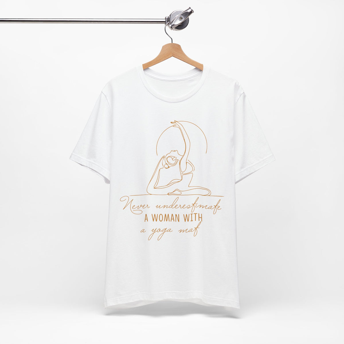 Yoga T-Shirt - "Never Underestimate A Woman with A Yoga Mat" Comfort Tee I Funny Yoga Shirt I Meditation Gift For Yogini