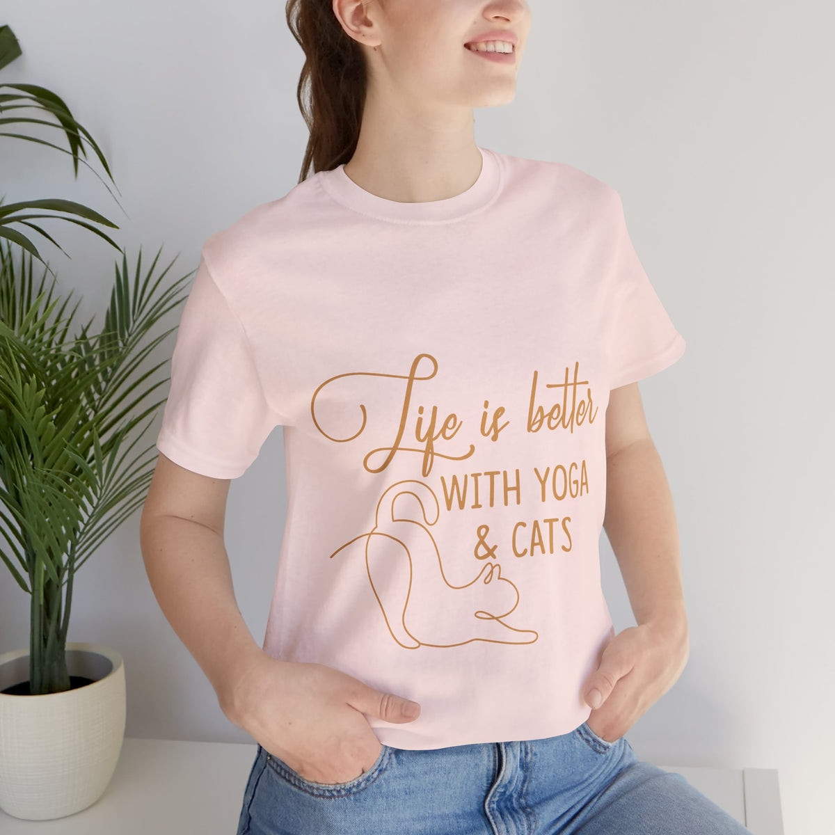 Yoga & Cats T-Shirt - "Life Is Better With Yoga & Cats" Relaxed T-Shirt I Meditation Gift I Cute Yoga Shirt