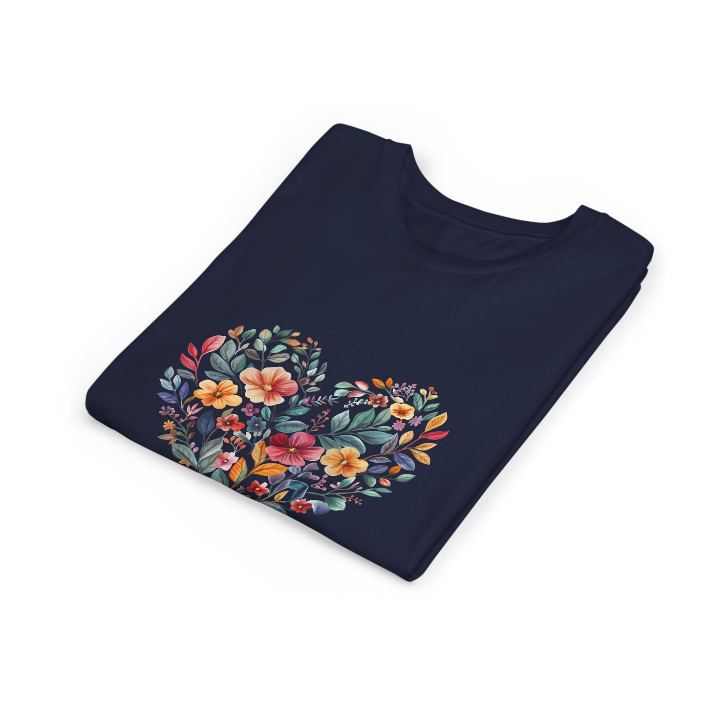 Floral Heart Youth Yoga Tee - Cute Kids T-Shirt I Spring Outfit for Young Yogis I Birthday Gift I Flower Design Top I Children's Fashion