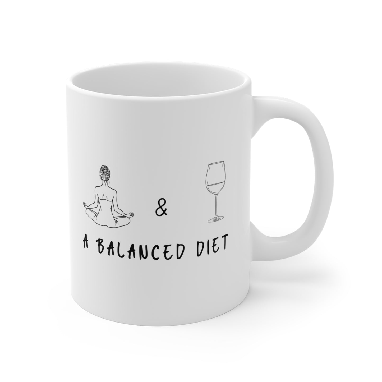 Yoga & Wine A Balanced Diet Mug - Fun Coffee Cup I Gift for Wine & Wellness Enthusiasts I Kitchen Decor I Yoga Lovers