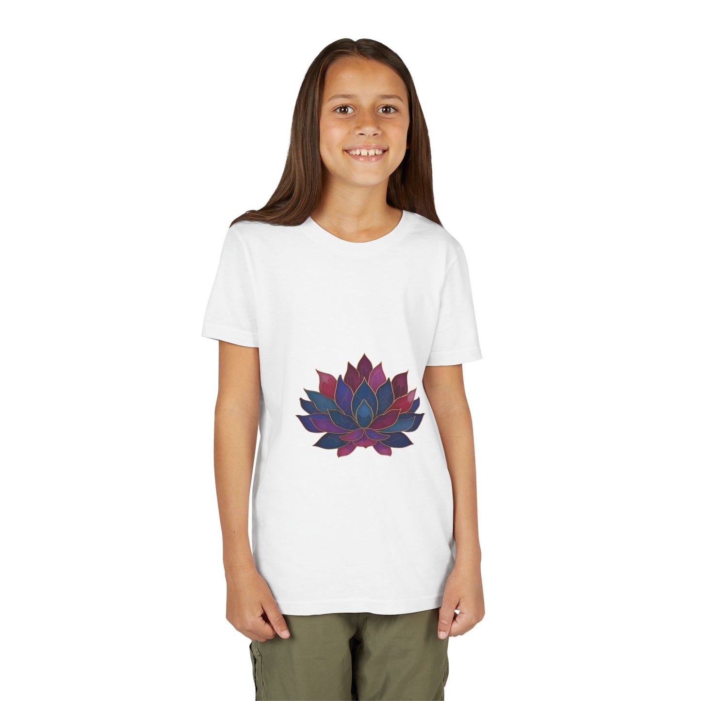 Youth Lotus Flower Yoga Tee | Bohemian Style Shirt for Kids I Summer Fashion for Young Yogis I Gift for Nature Lovers I Relaxed Fit T-Shirt