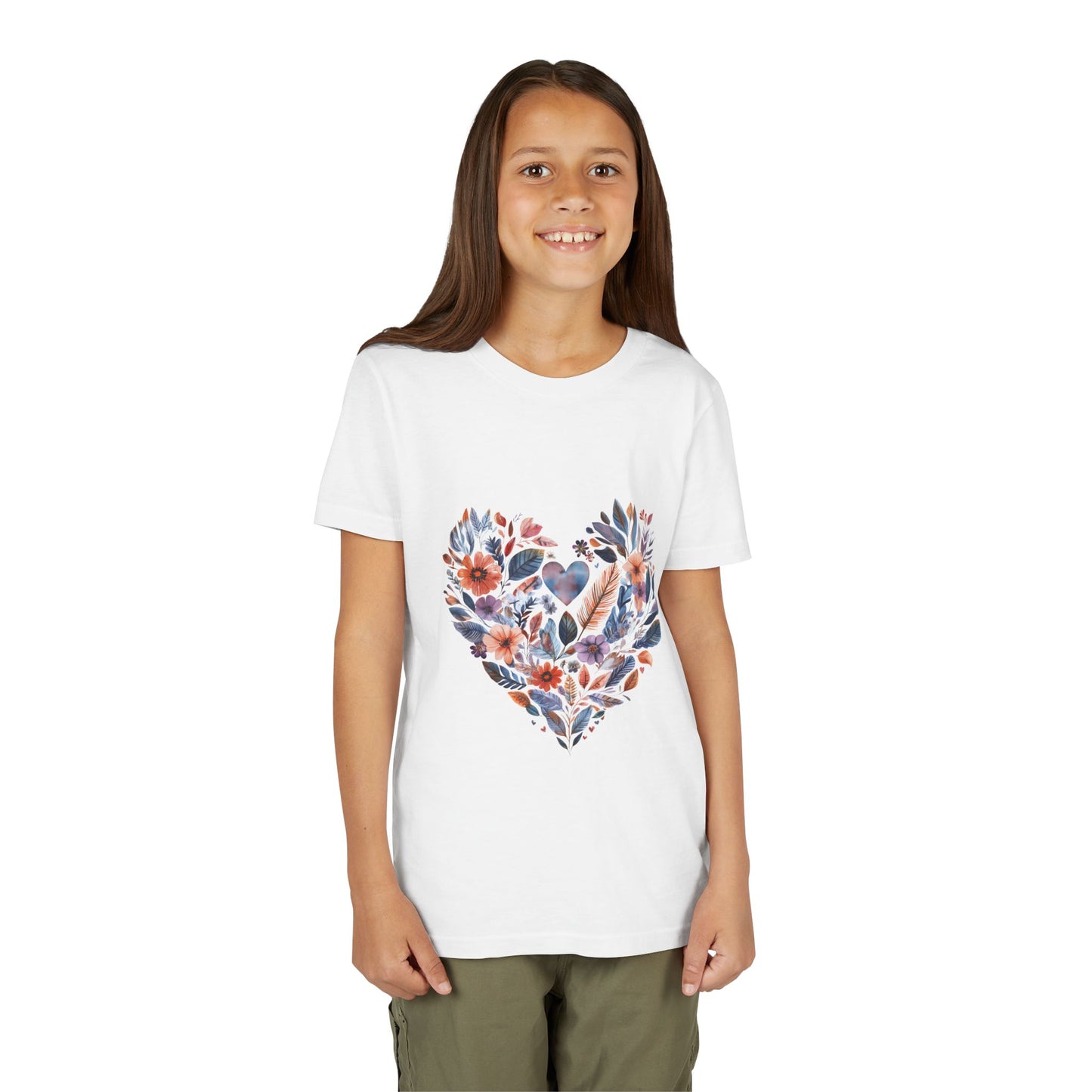 Floral Heart Kids Yoga T-Shirt - Watercolor Girls, Boys Shirt For Yoga I Meditation Tee For Kids I Heart Mandala Tee