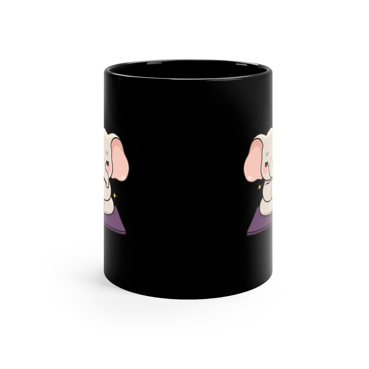 Meditating Elephant Coffee Mug — Cute Zen 11oz Black Mug I Yoga Lover's Gift I Mug For Yogini I Mindfulness Coffee Cup