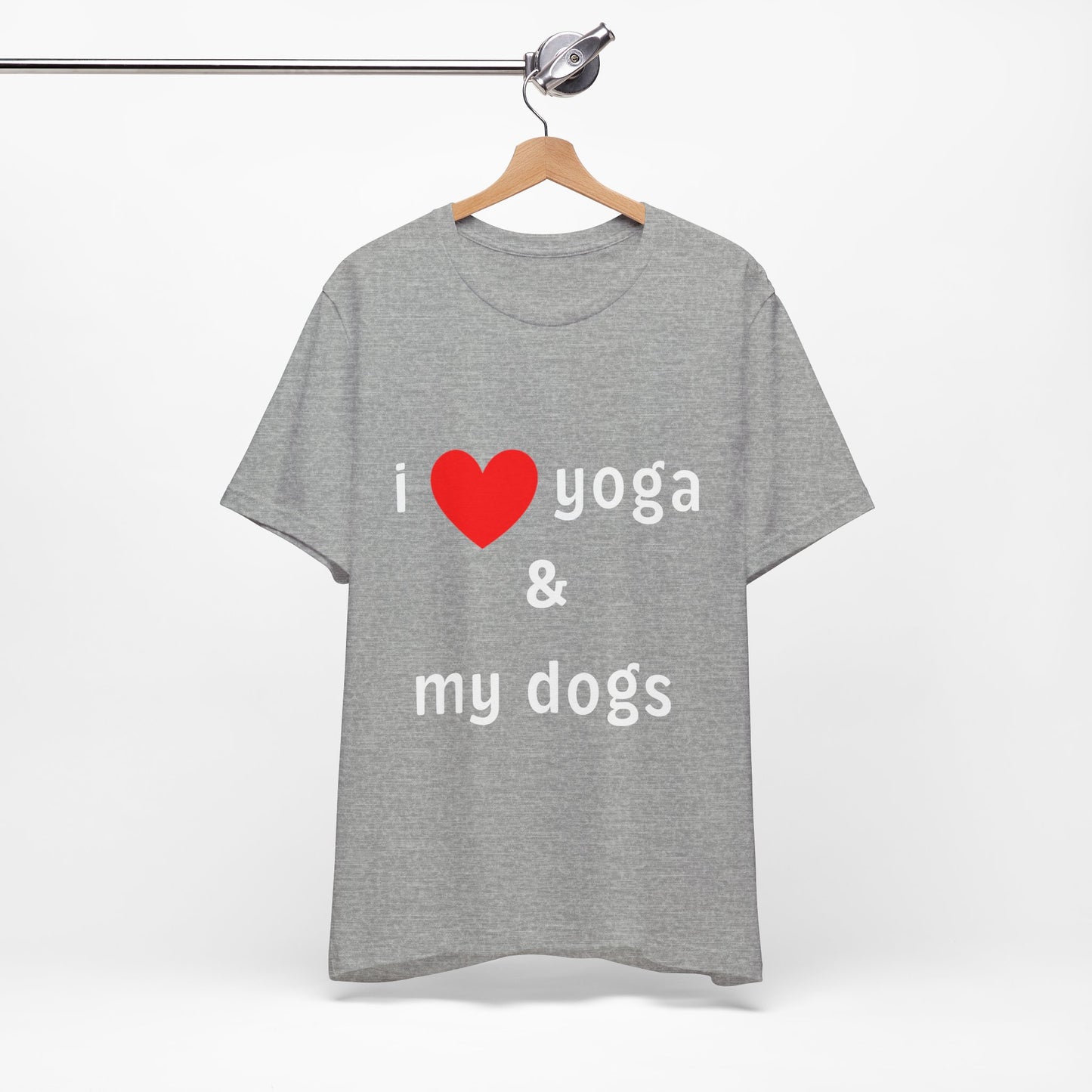 I Love Yoga & My Dogs Unisex Jersey Tee - Perfect Gift for Yoga Enthusiasts and Dog Lovers
