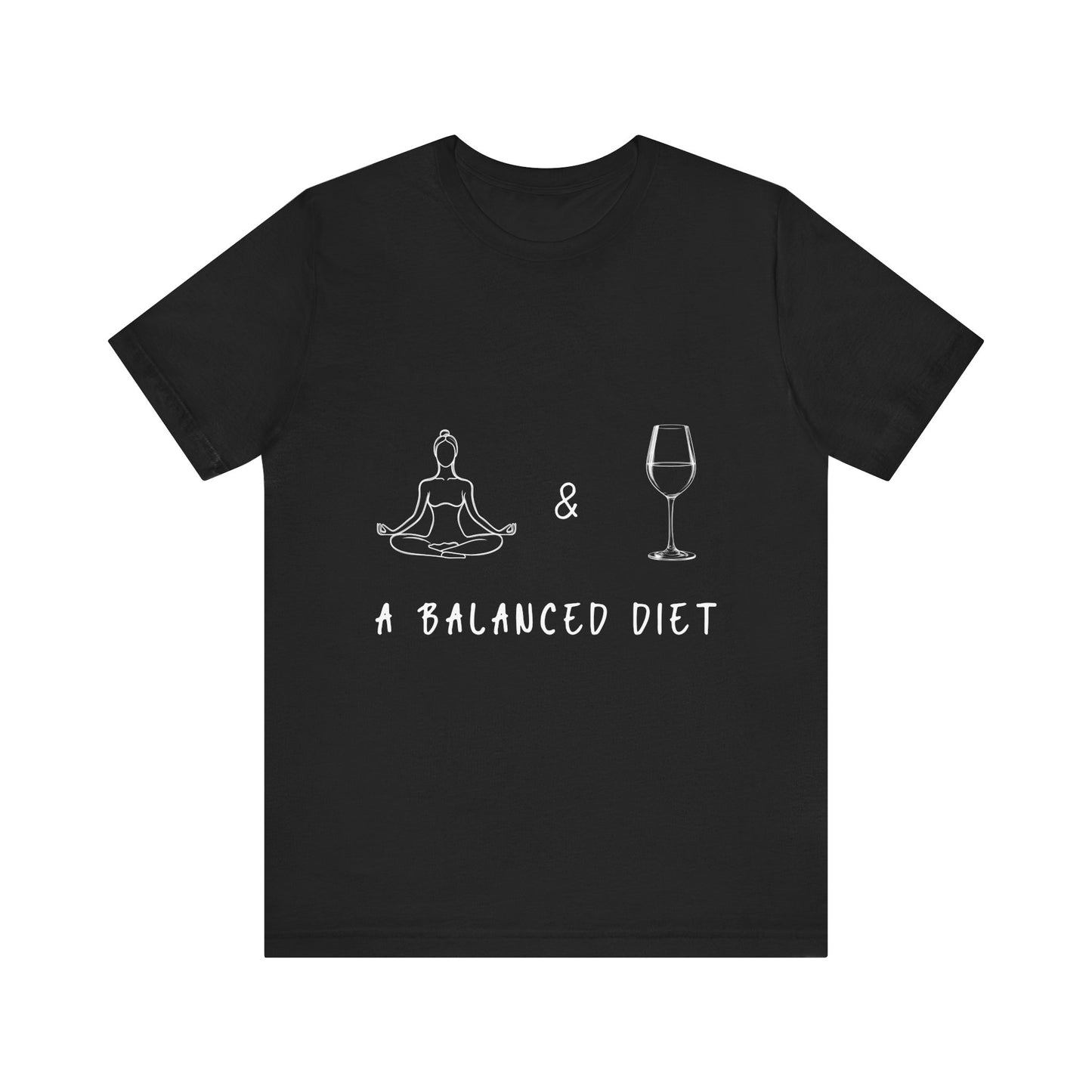 Yoga & Wine A Balanced Diet Funny Tee I T-Shirt for Yoga Lovers I Funny Gift for Wine Enthusiasts I Self-Care Meditation Apparel