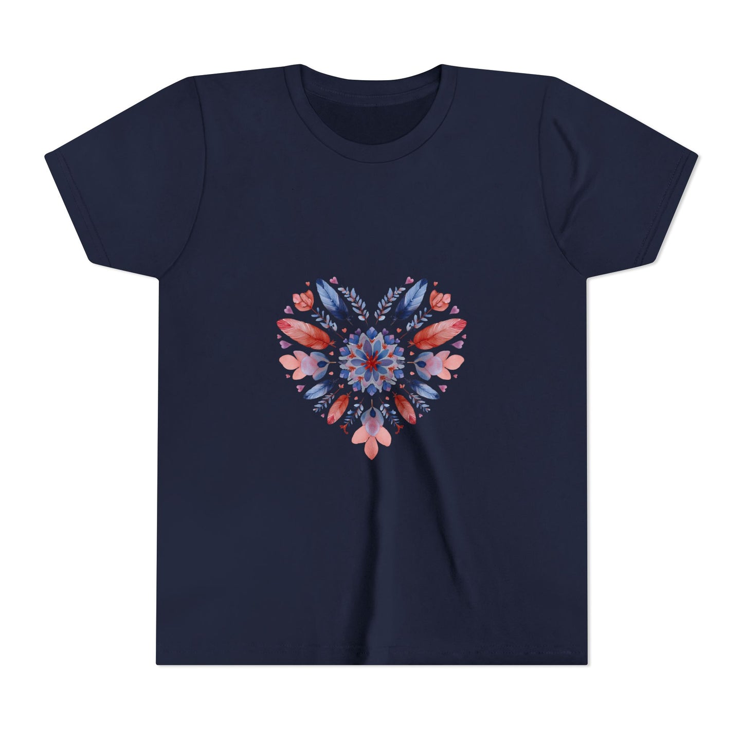 Heart Mandala Youth Tee for Yoga  - Summer T-Shirt I Kids Gift I Valentine's Day Apparel I Cute Graphic Tee I Fun Playwear