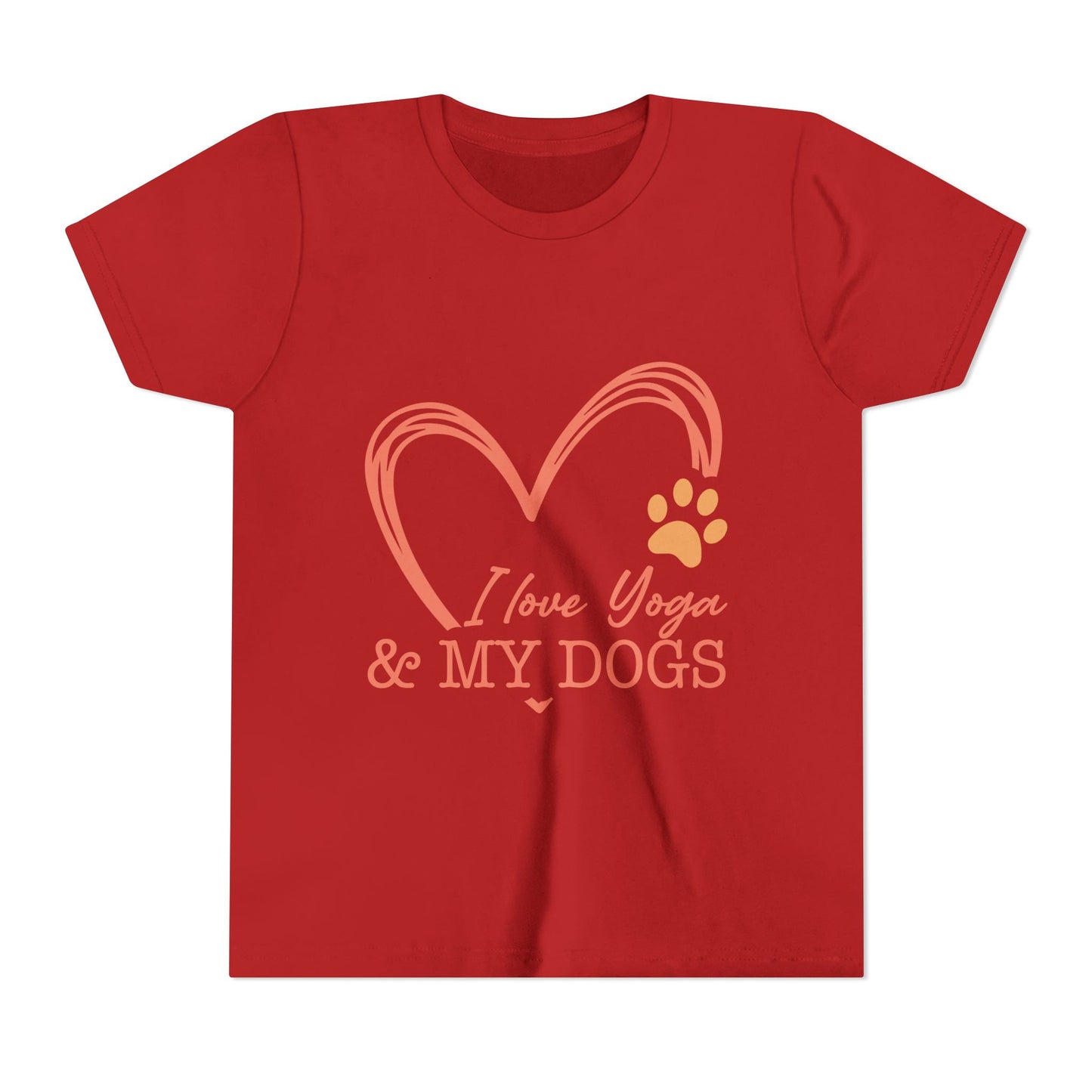 Kids Yoga T-Shirt — "I Love Yoga & My Dogs" Heart Paw Shirt I Girls Yoga Shirt I Boys Yoga Shirt I Cute Yoga Tee I Meditation Gift For Kids