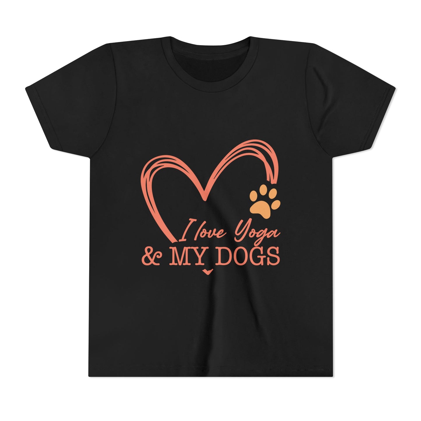 Kids Yoga T-Shirt — "I Love Yoga & My Dogs" Heart Paw Shirt I Girls Yoga Shirt I Boys Yoga Shirt I Cute Yoga Tee I Meditation Gift For Kids