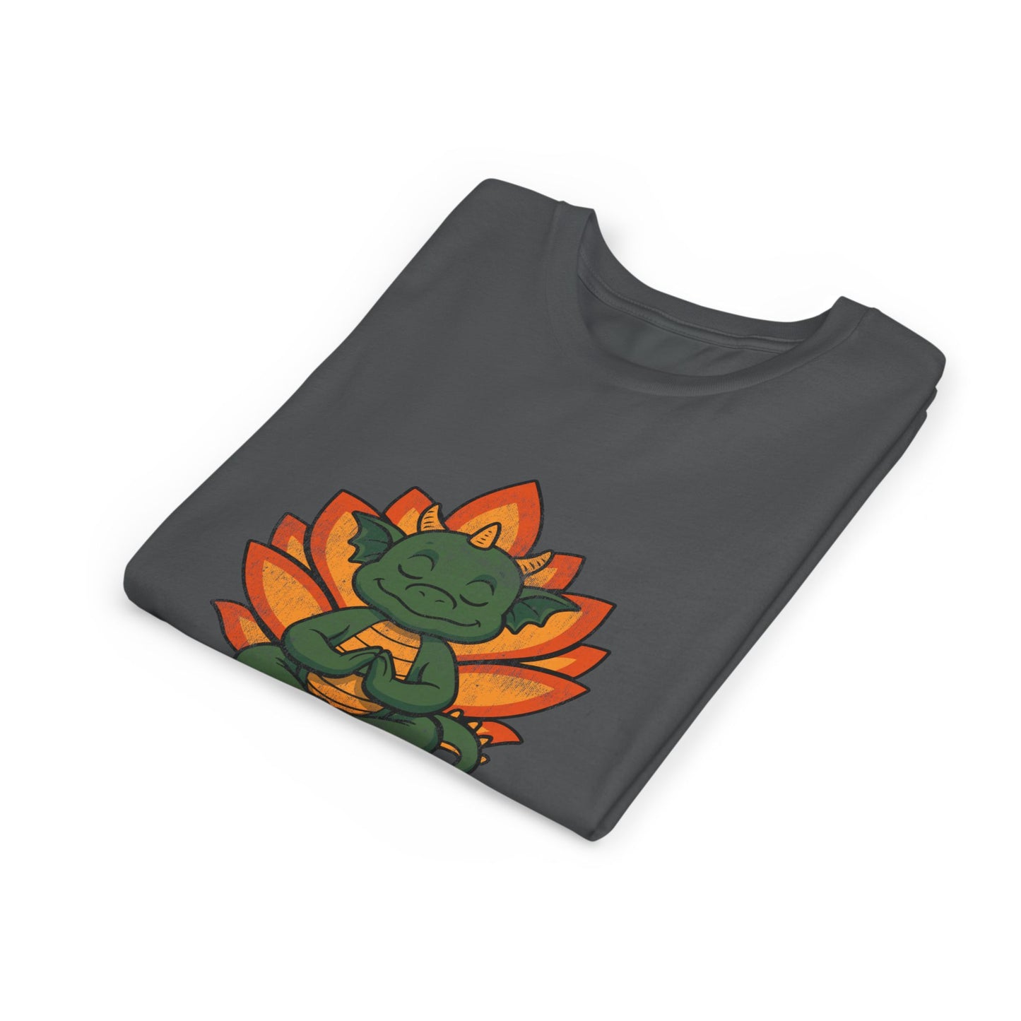 Inner Peace Outer Dragon Kids Yoga T-Shirt - Cute Meditating Dragon Kids Shirt I Girls, Boys Retro Yoga Tee